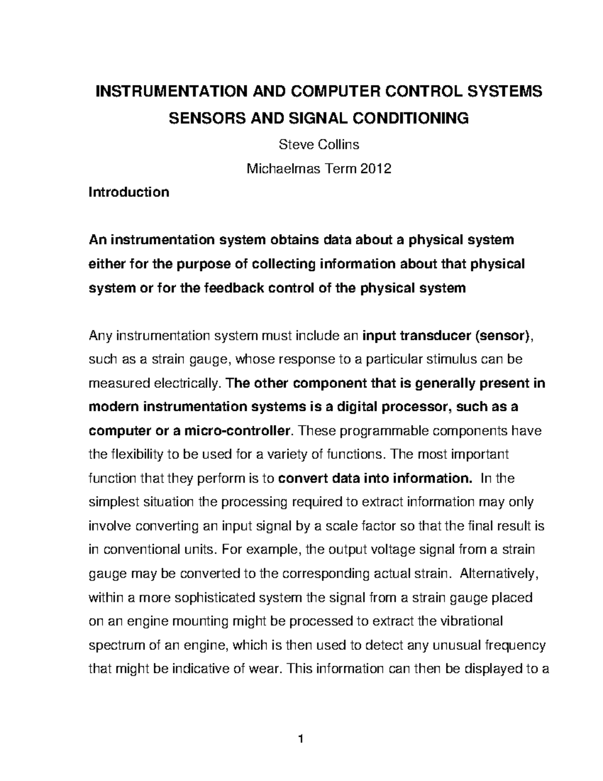 2A2 Signal Conditioning L1 Notes Collins INSTRUMENTATION AND COMPUTER