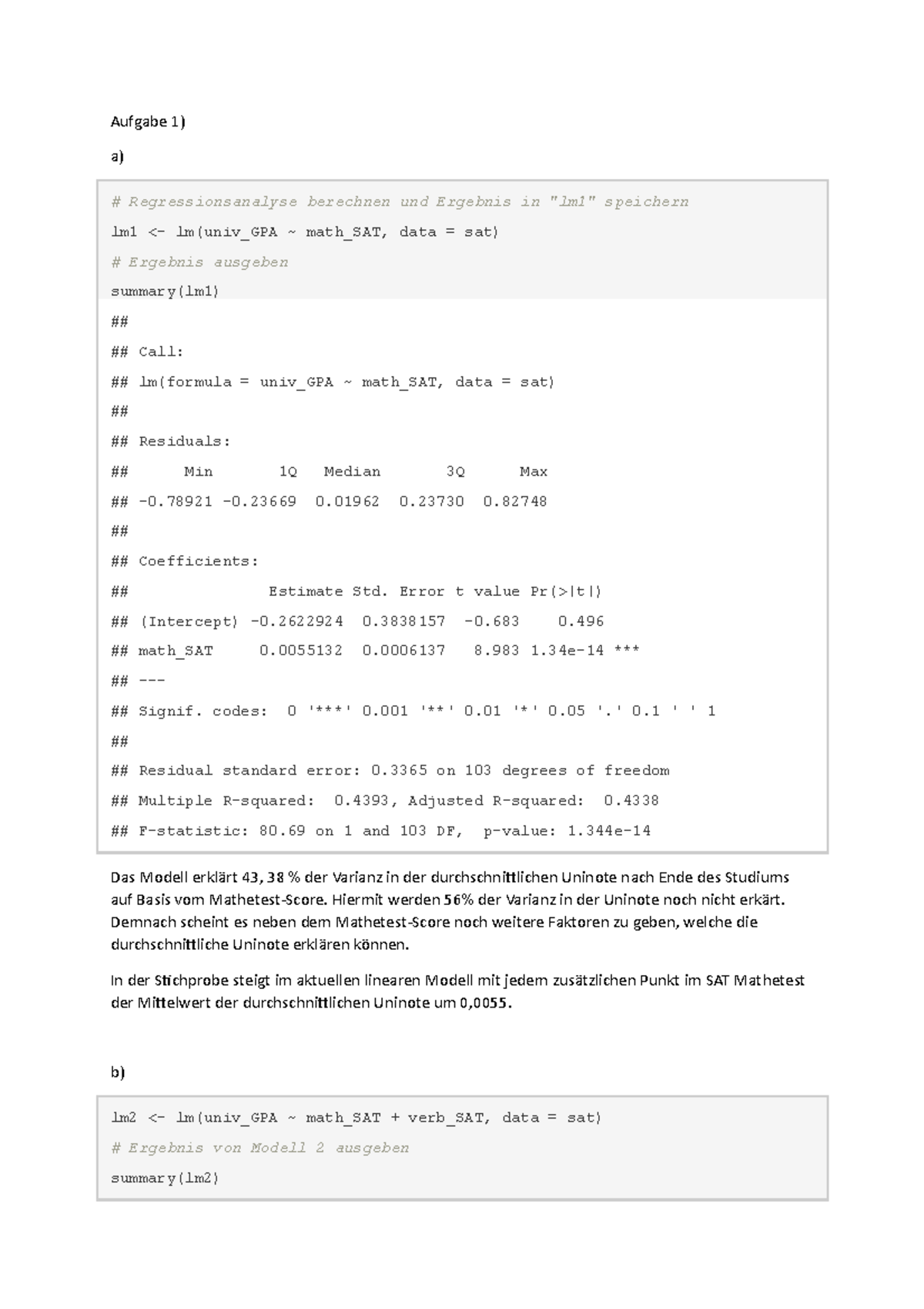 Übungen - Datenerhebung Und Statistik. - Aufgabe 1) A ...