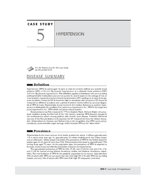 Hypertension case study - CASE STUDY HYPERTENSION 18 . For the Disease ...