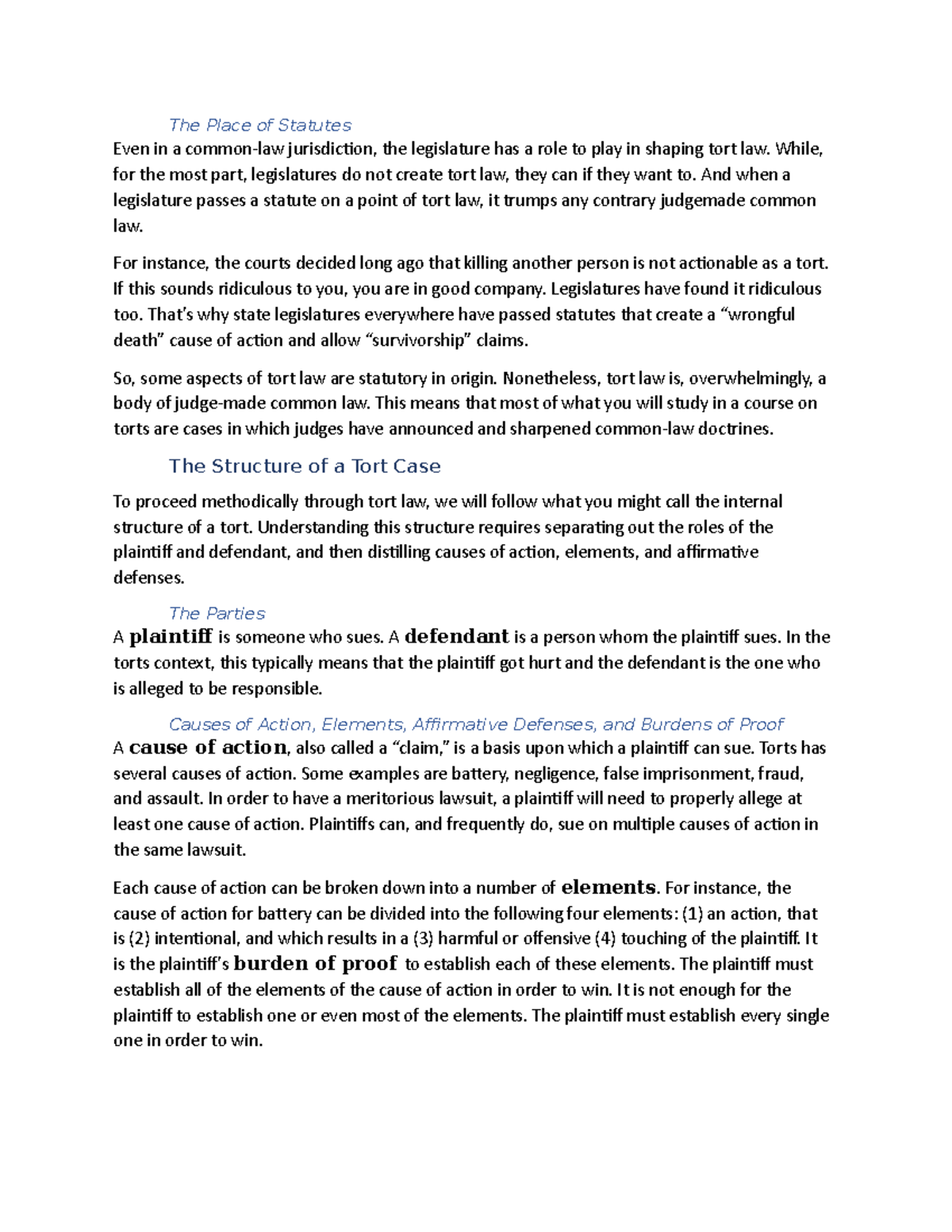 Tort law m3 Tort law The Place of Statutes Even in a commonlaw
