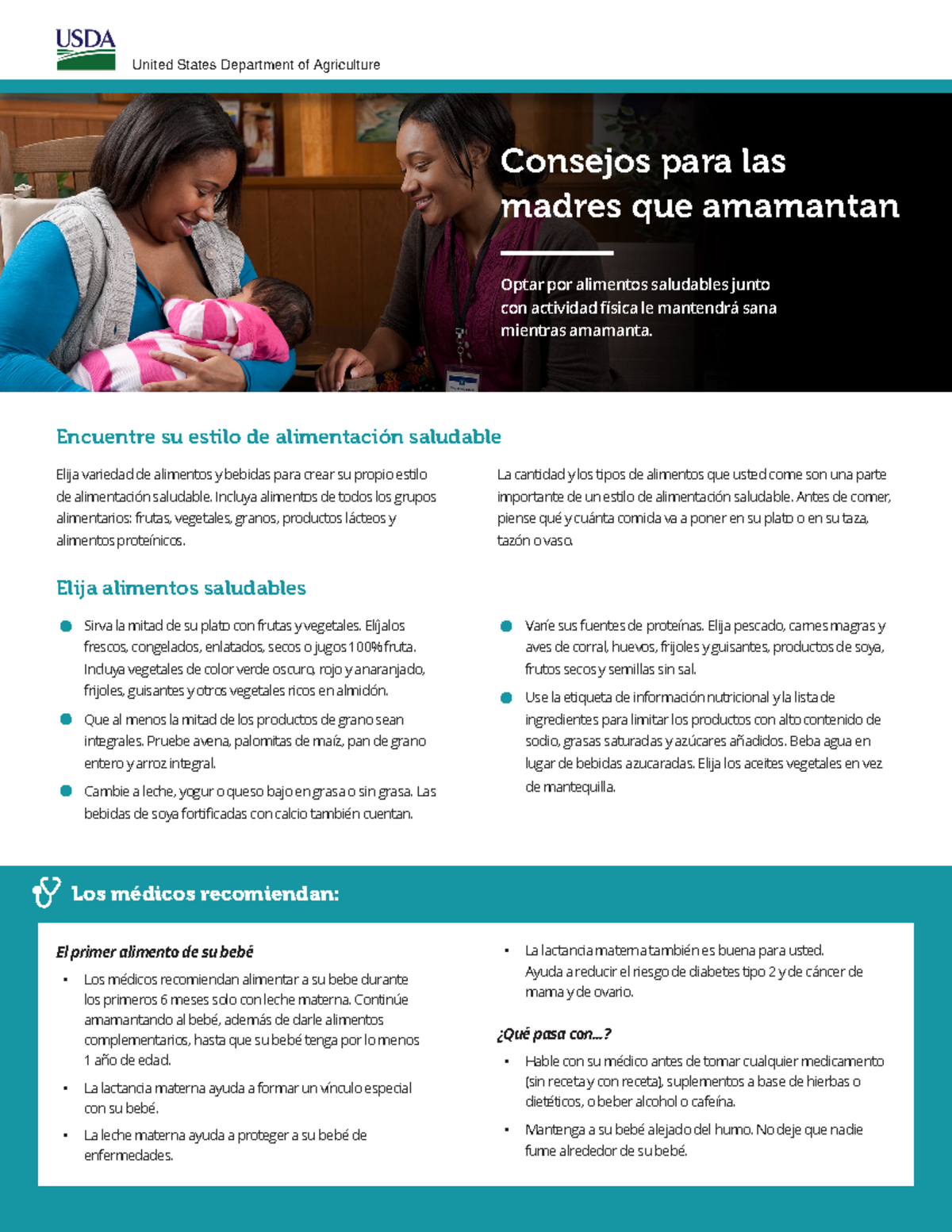 Tips for Breastfeeding Moms Spanish - Elija alimentos saludables ...