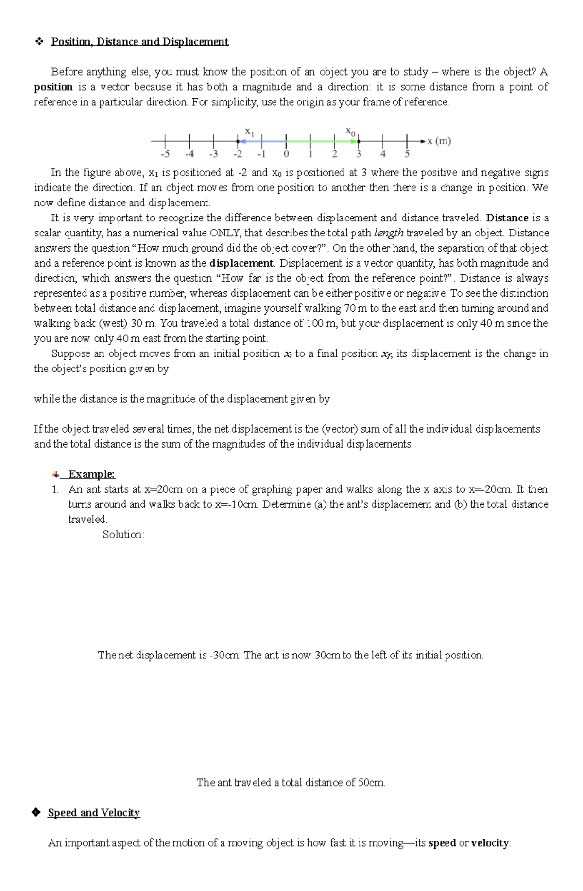 Kinematics - Physical Science - Position, Distance and Displacement ...