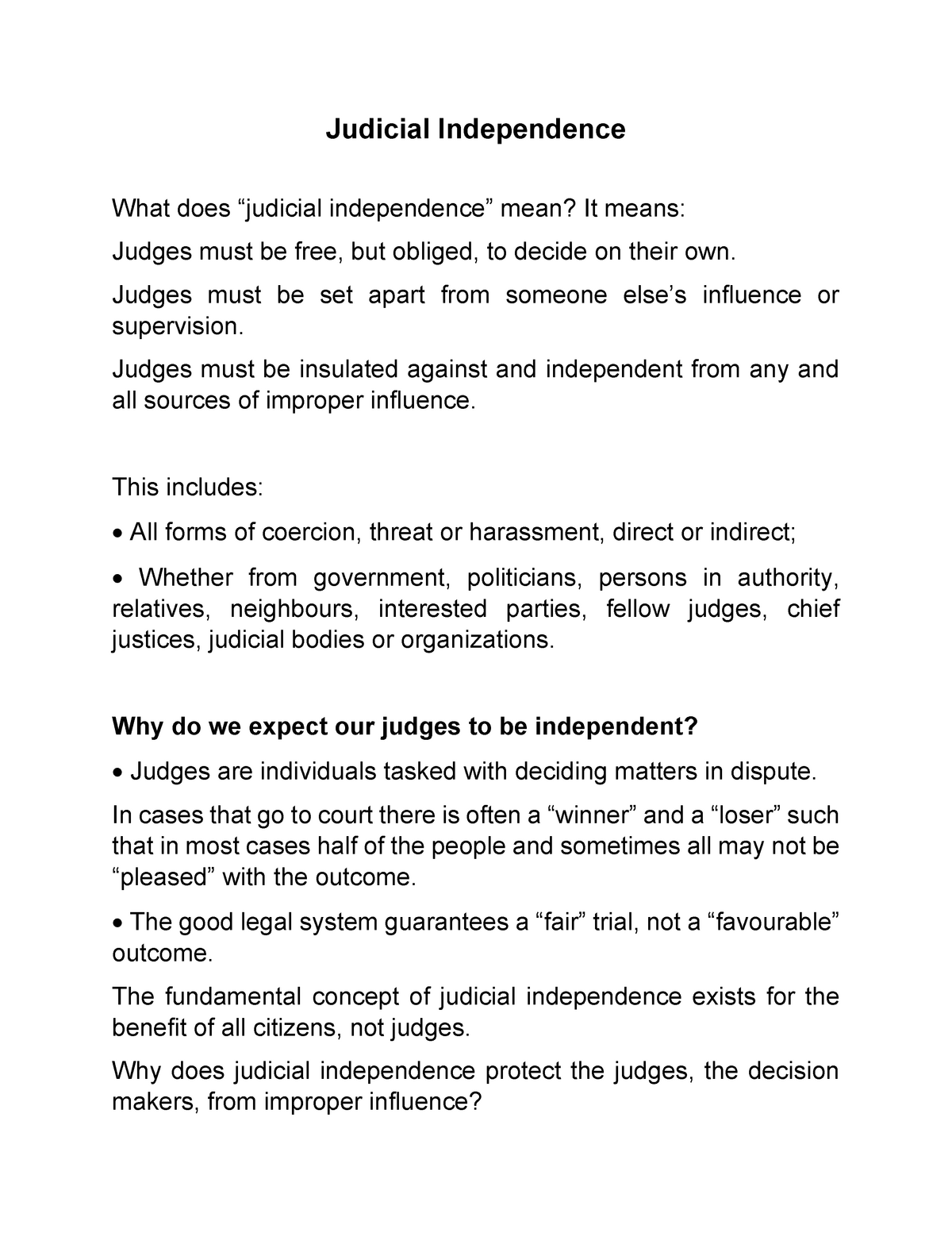 Judicial Independence For Jurisprudence Judicial Independence What Does “judicial Independence