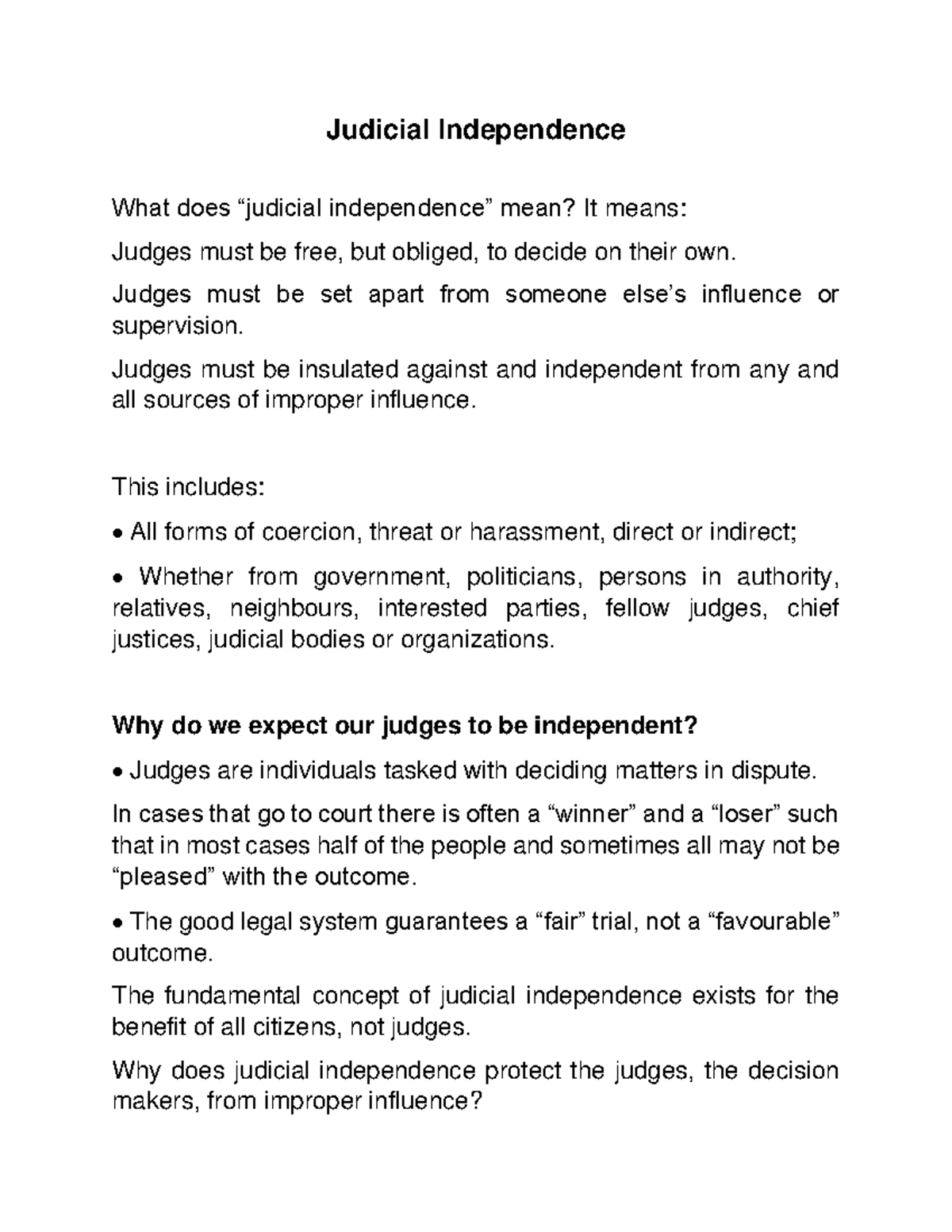 Judicial Independence For Jurisprudence Judicial Independence What Does “judicial Independence