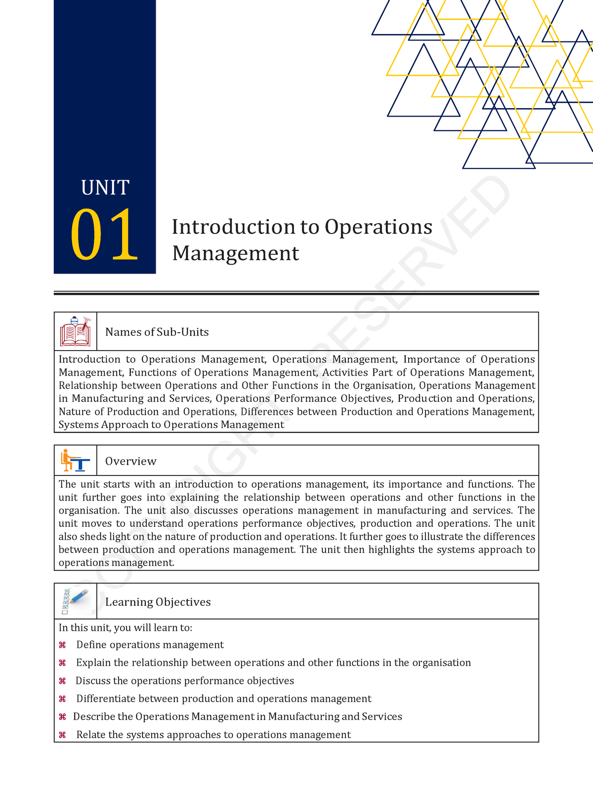 Operations Management - The Unit Further Goes Into Explaining The ...