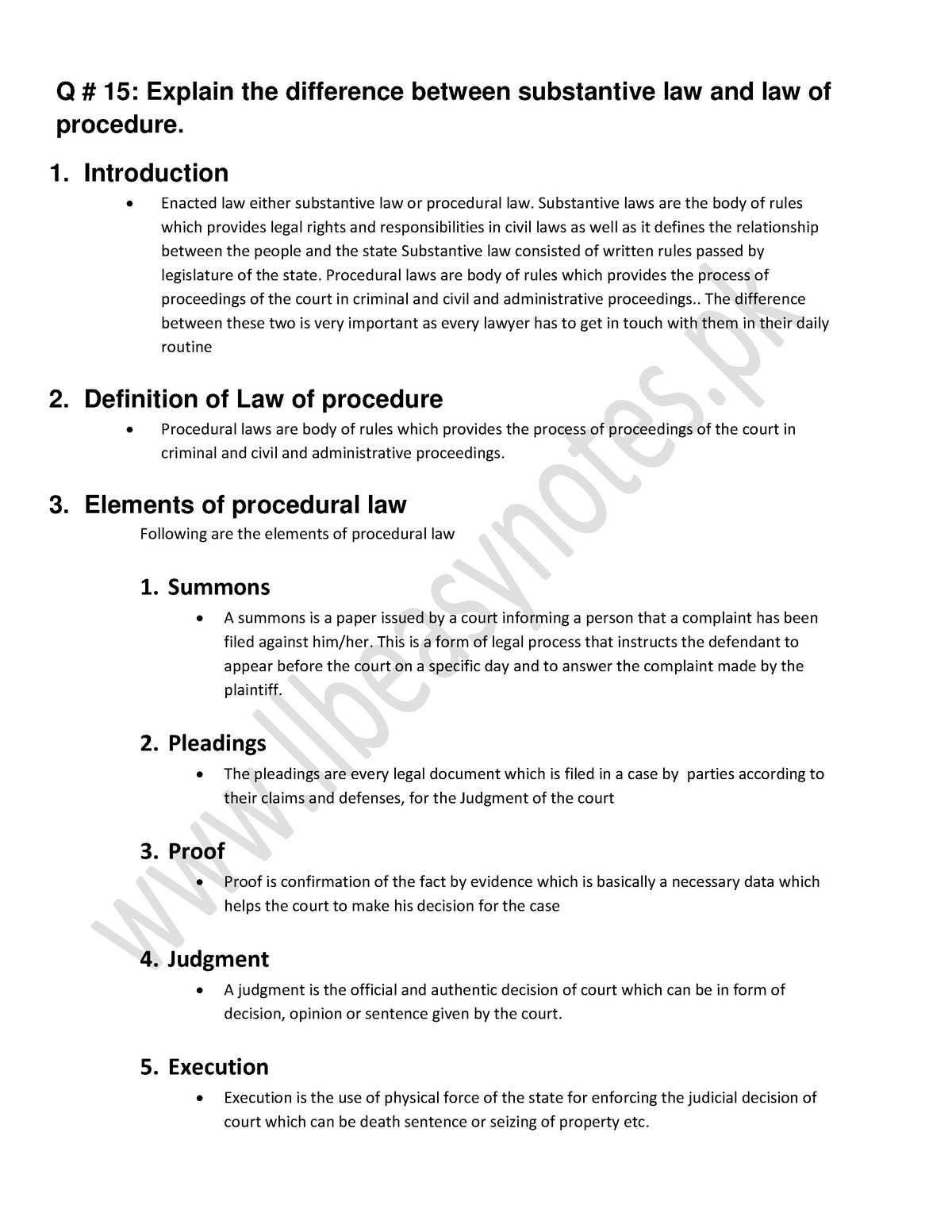 15.Substantive And Procedural Law - Q # 15: Explain The Difference ...