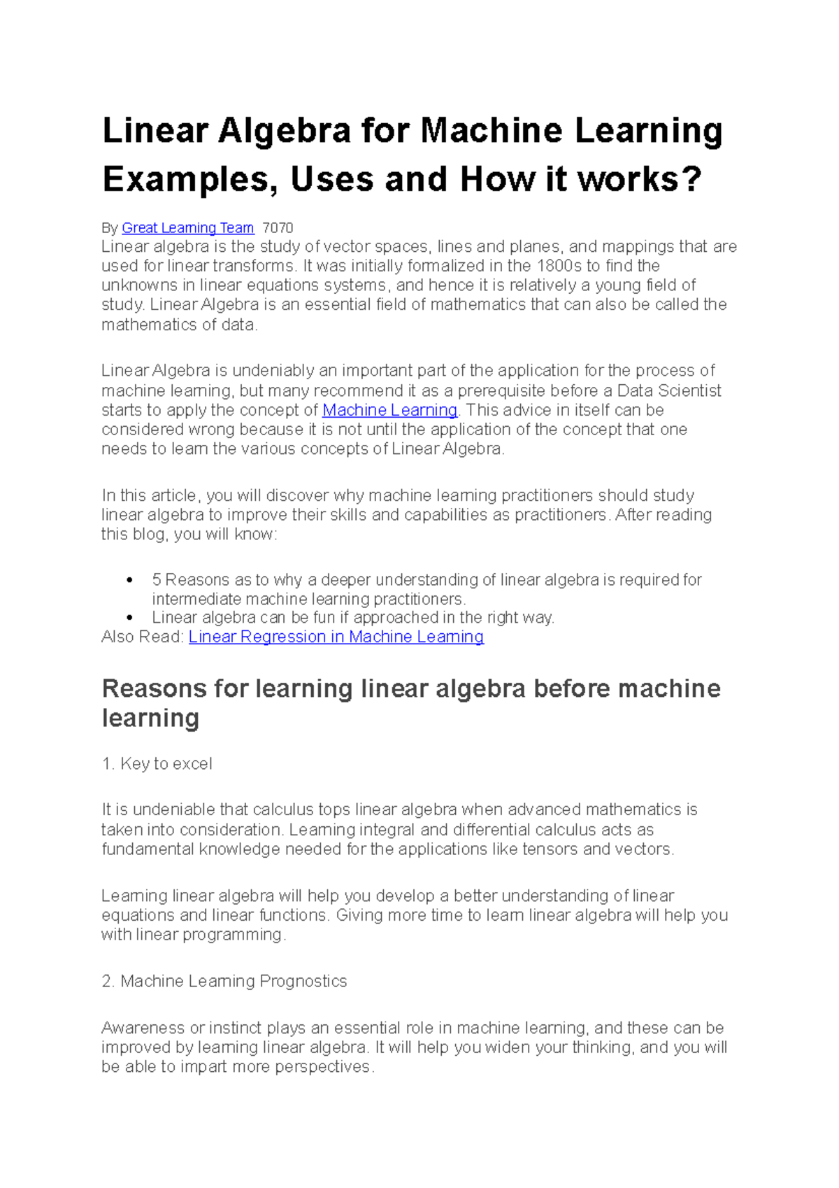 Linear Algebra for Machine Learning Examples - It was initially ...