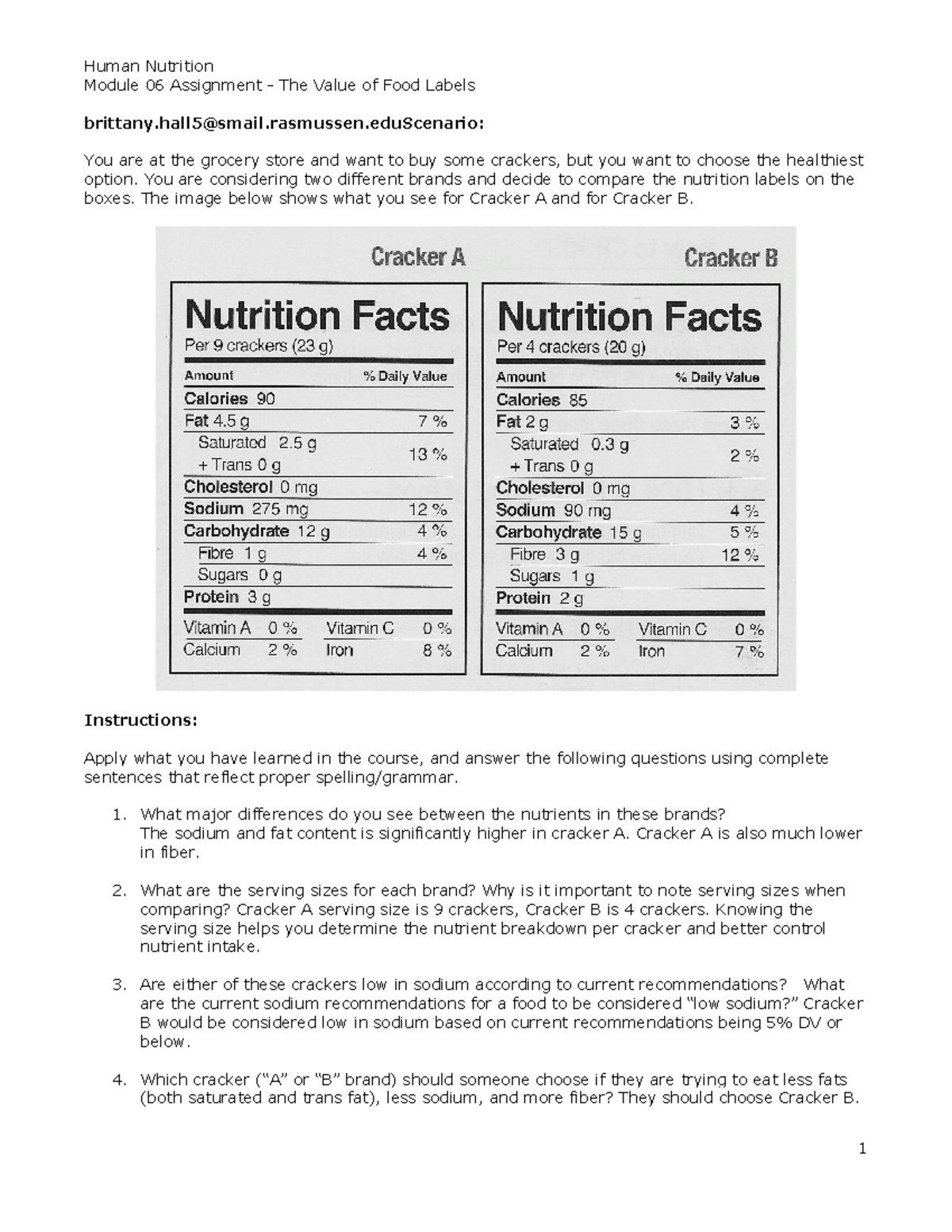 Bhall The Value Of Food Labels 12 - Human Nutrition Module 06 ...