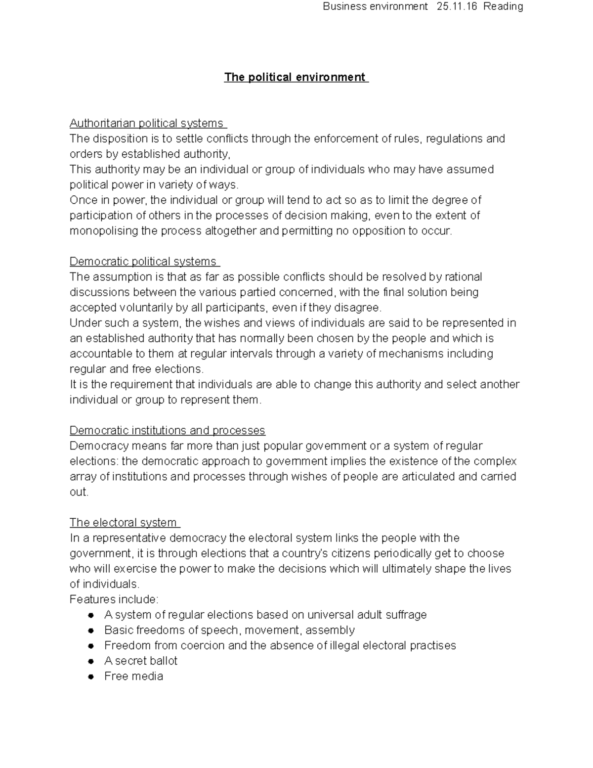 The Political Environment Business Environment 25 11 Reading The