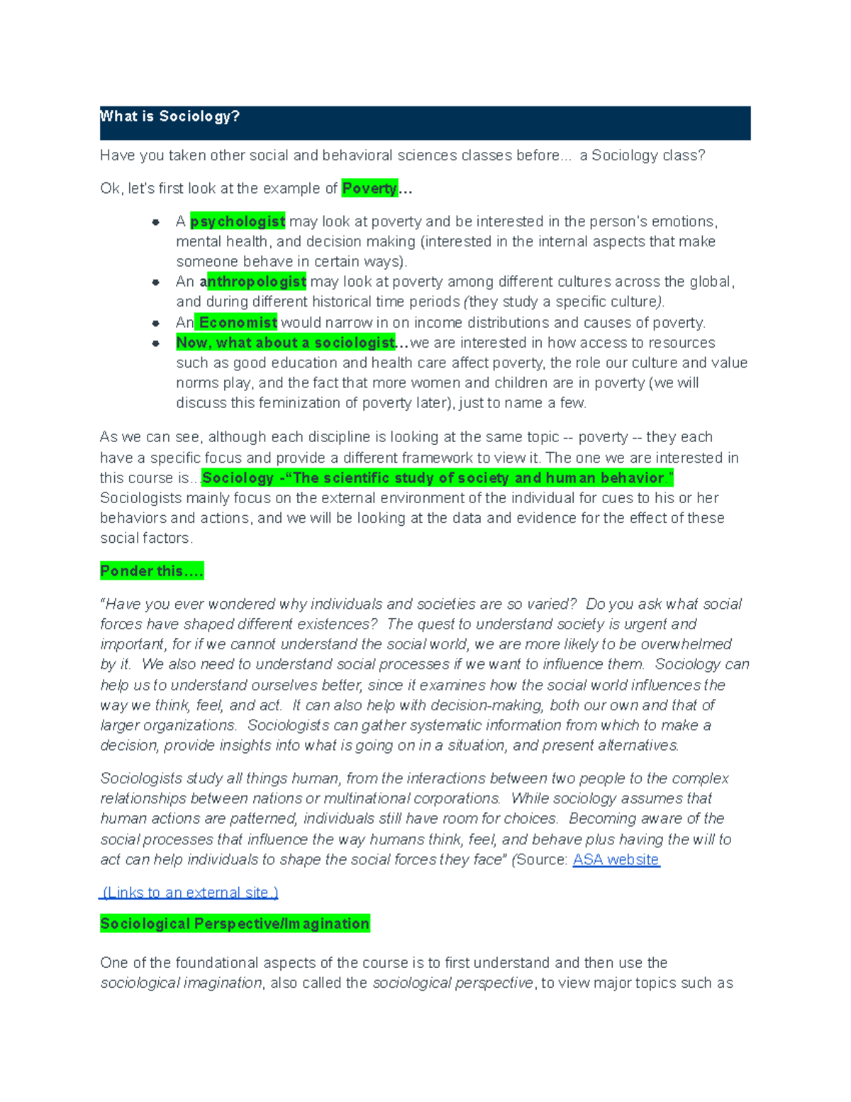 Sociology 1 Exam Notes-2 - What is Sociology? Have you taken other ...