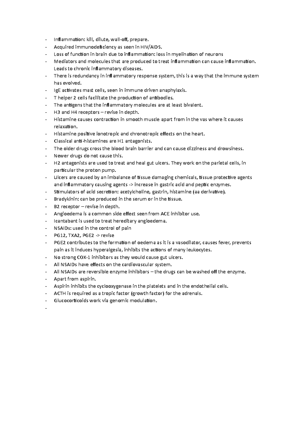 Revision Notes - End of Year - Inflammation: kill, dilute, wall-off ...
