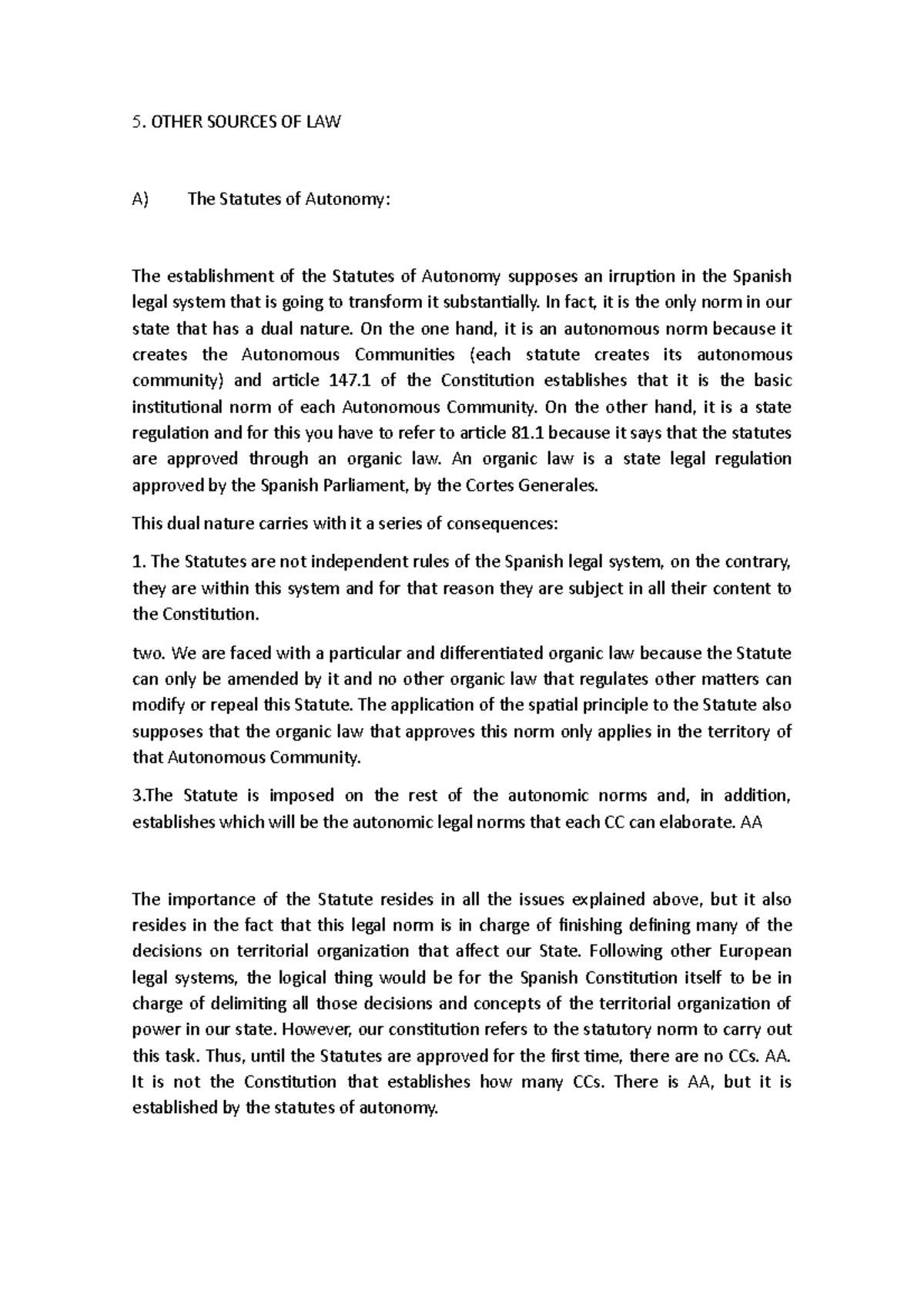 Lesson 2 Fundamentals of Business and Finance 5. OTHER SOURCES OF LAW