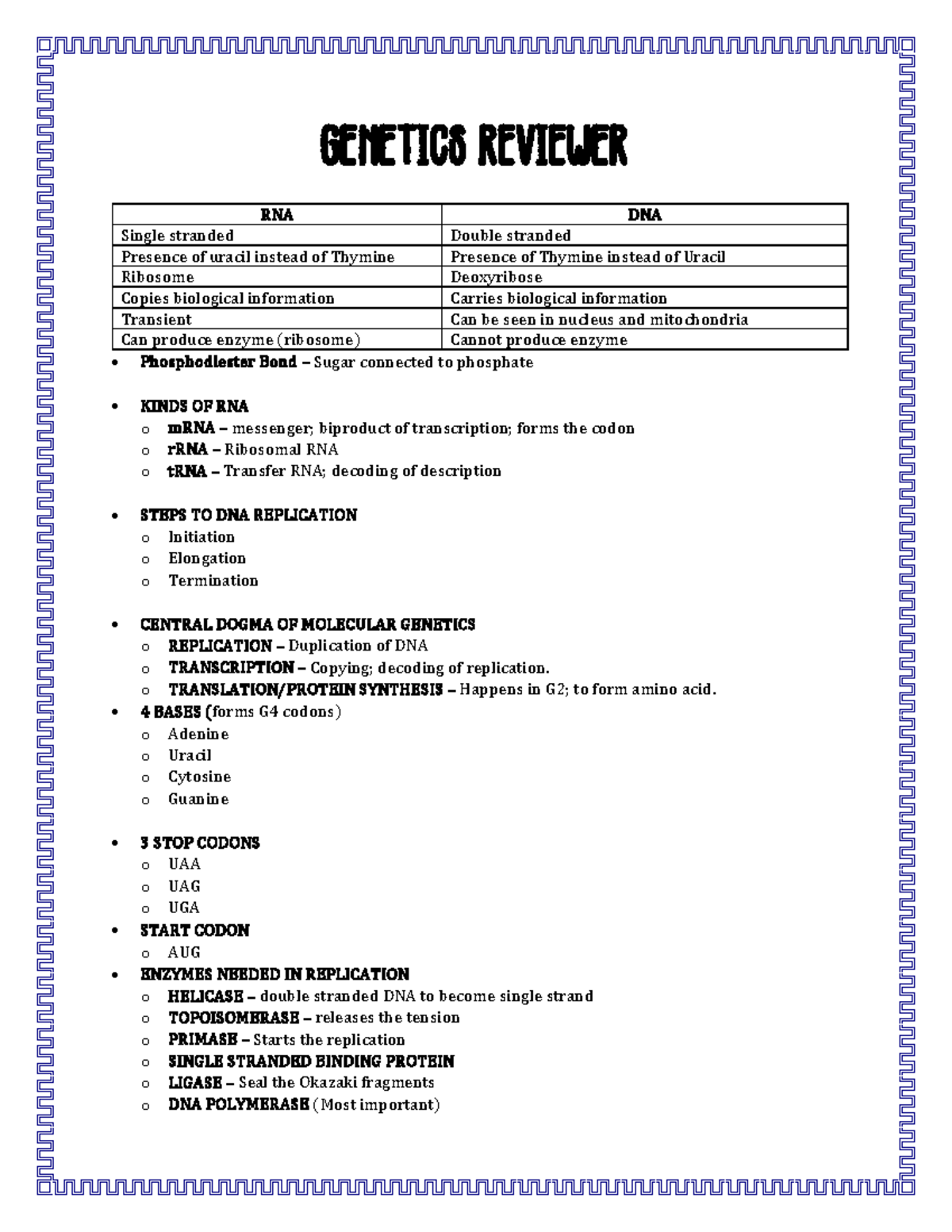 Genetics Reviewer - My few notes on the Genetic subject. - GENETICS ...