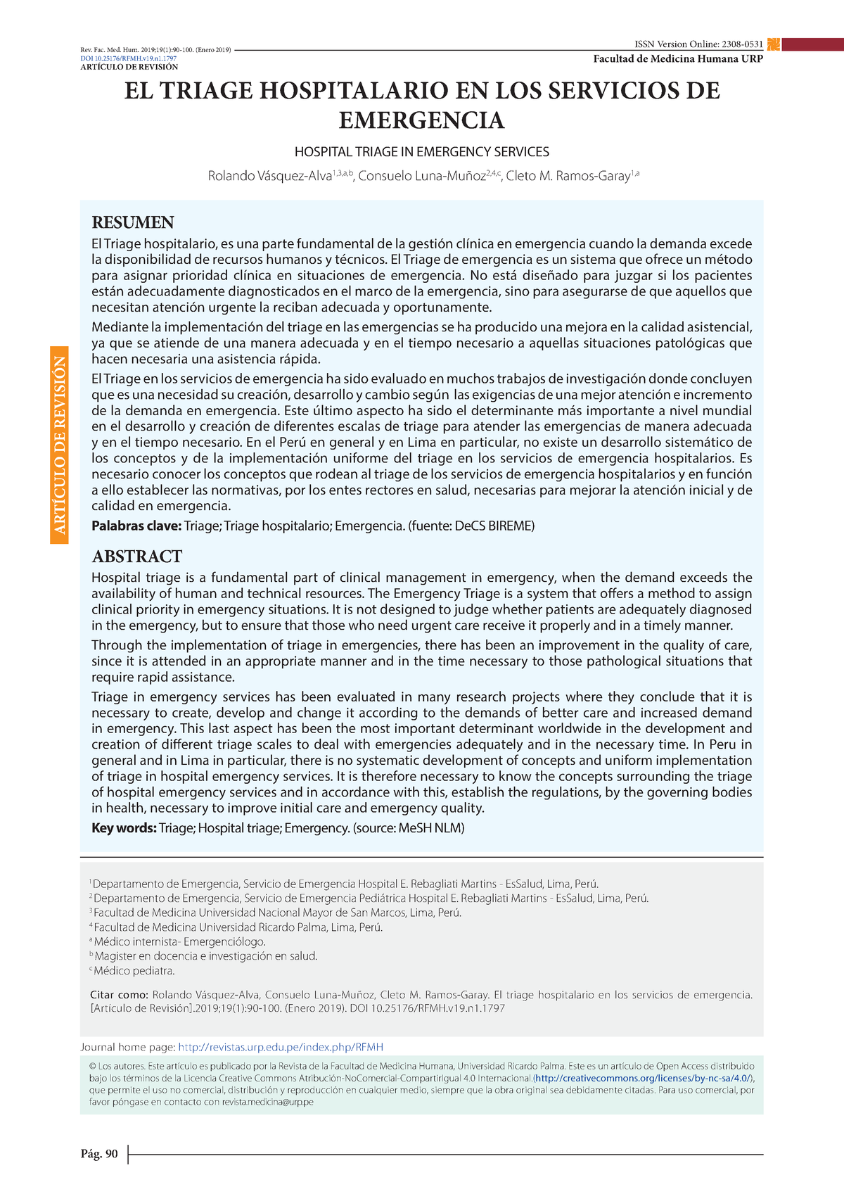 El Triage Hospitalario En Los Servicios De Emergencia - Journal Home ...