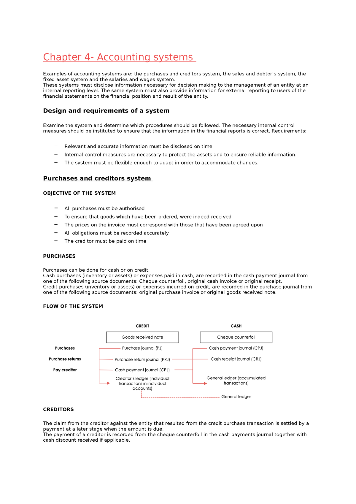 Chapter 4 Summaries Lecture Notes Chapter 4 Accounting Systems Examples Of Accounting 0223