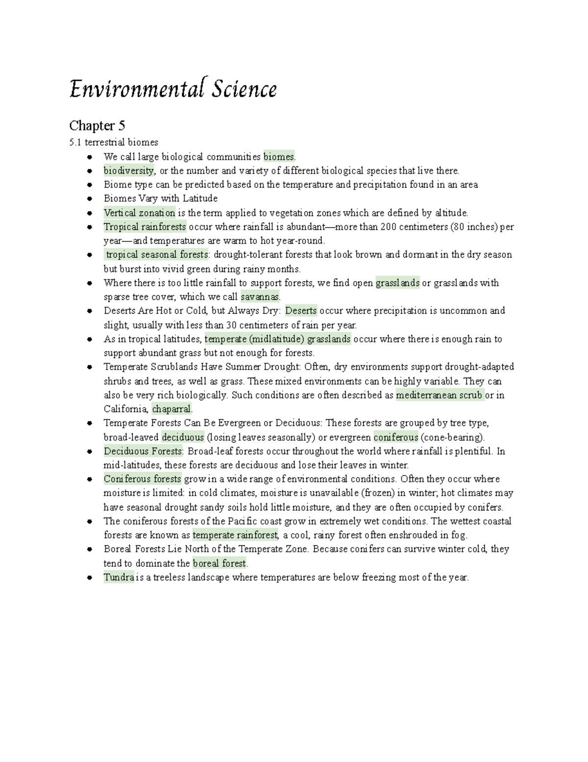 Environmental Science - Environmental Science Chapter 5 5 Terrestrial ...