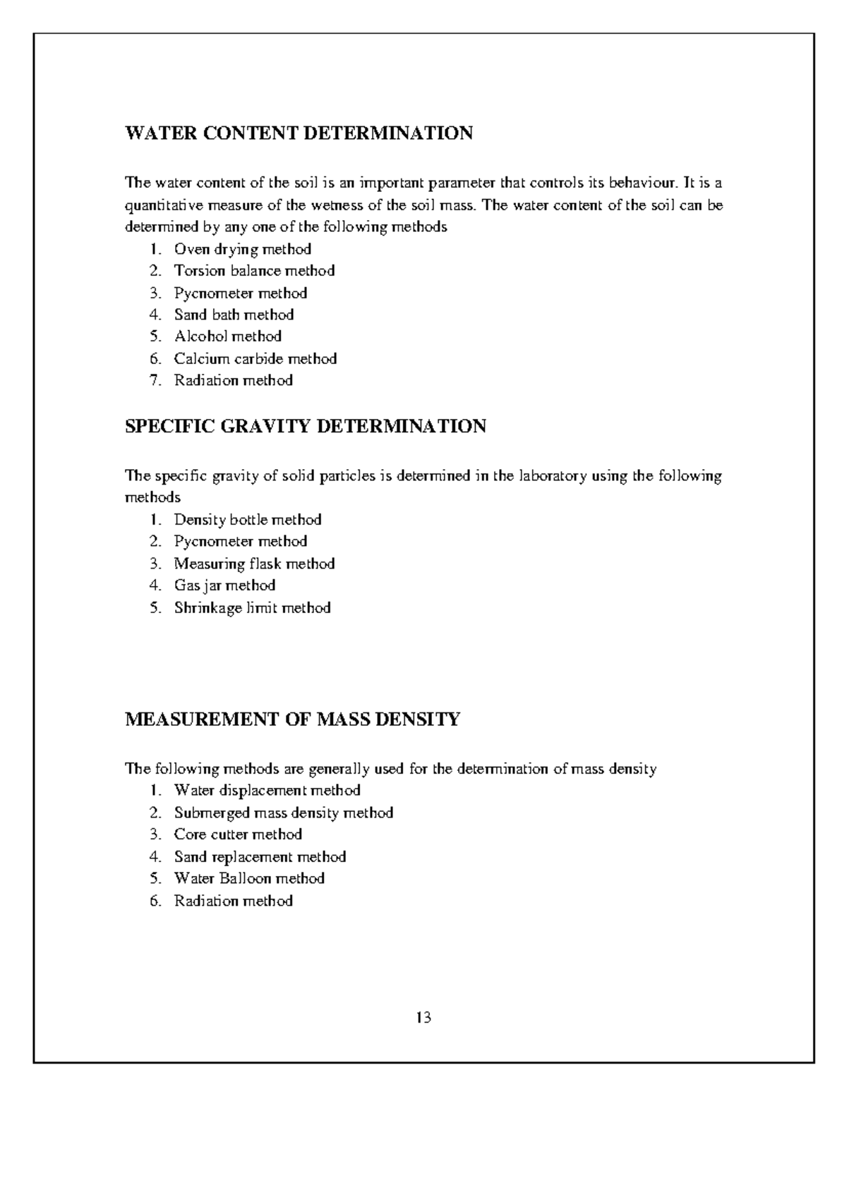 Water content determination 13 WATER CONTENT DETERMINATION The water