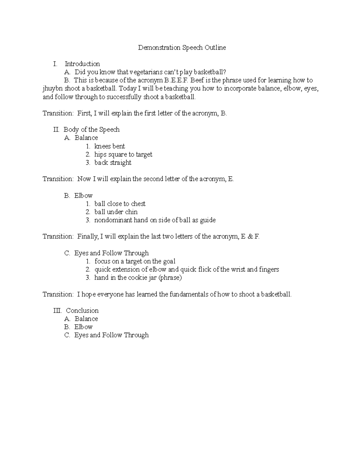 Demonstration Speech Outline Introduction A. Did you know that