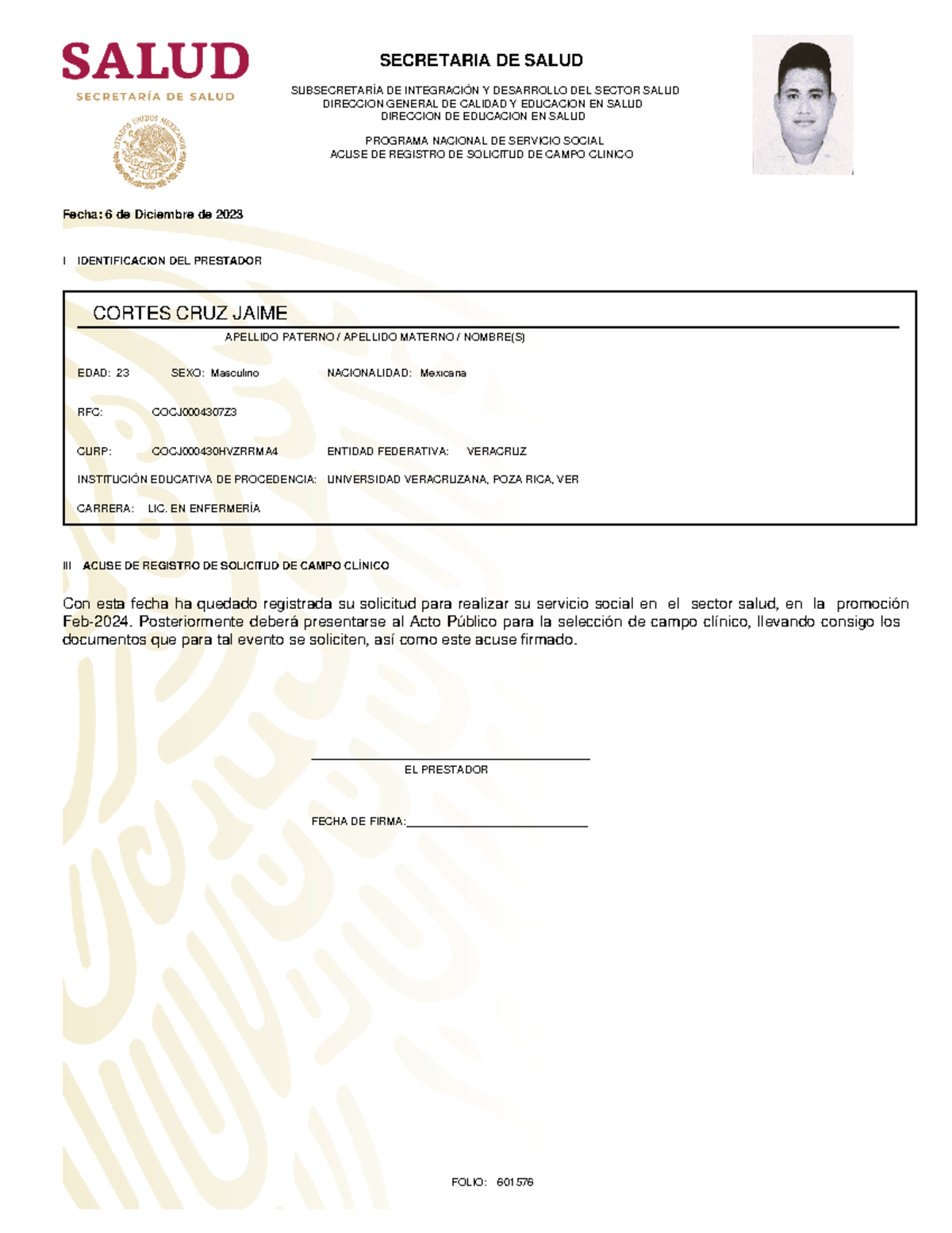 Acuse Registro Siass - Resumen atencion primaria - SECRETARIA DE SALUD ...