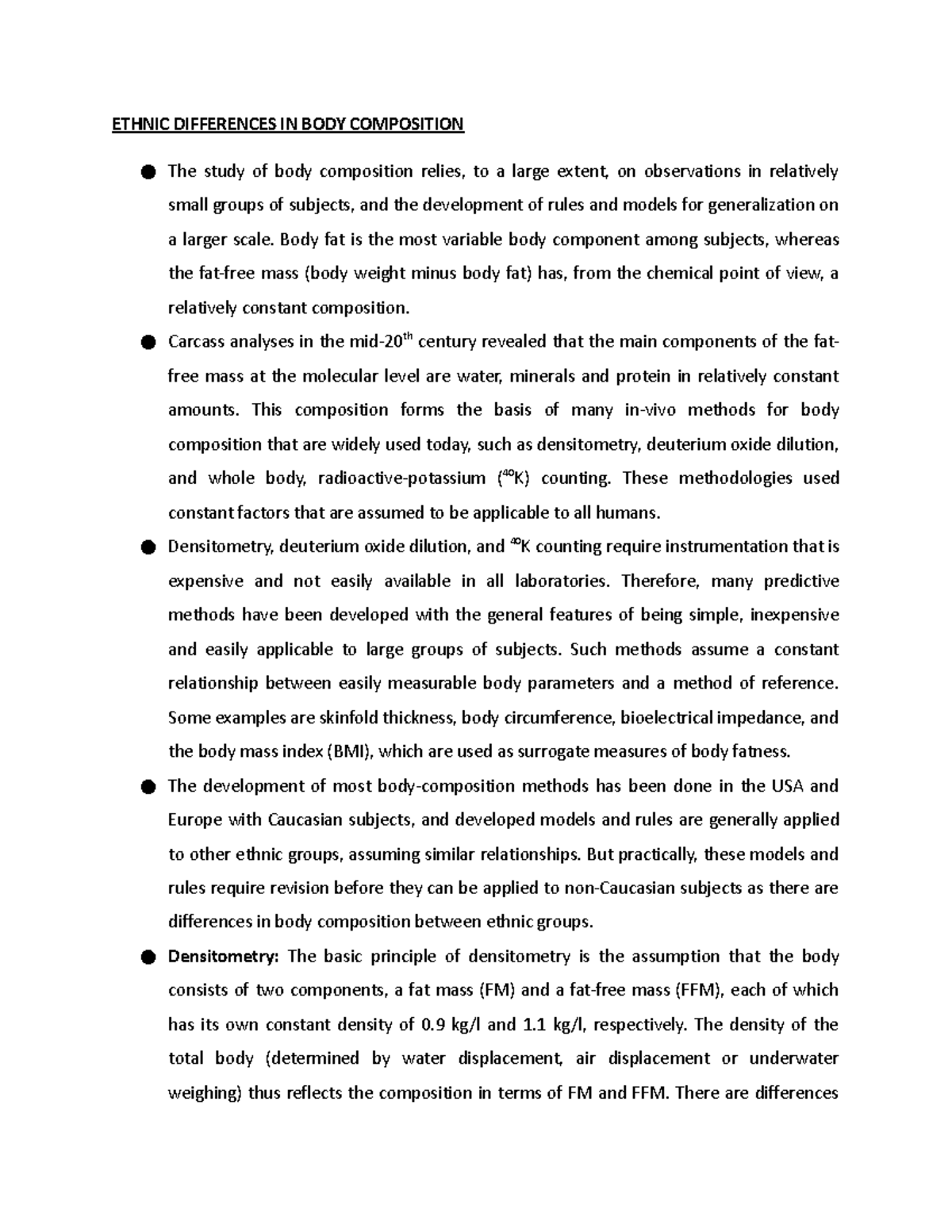 Ethnic Differences - It's a lecture notes - ETHNIC DIFFERENCES IN BODY ...