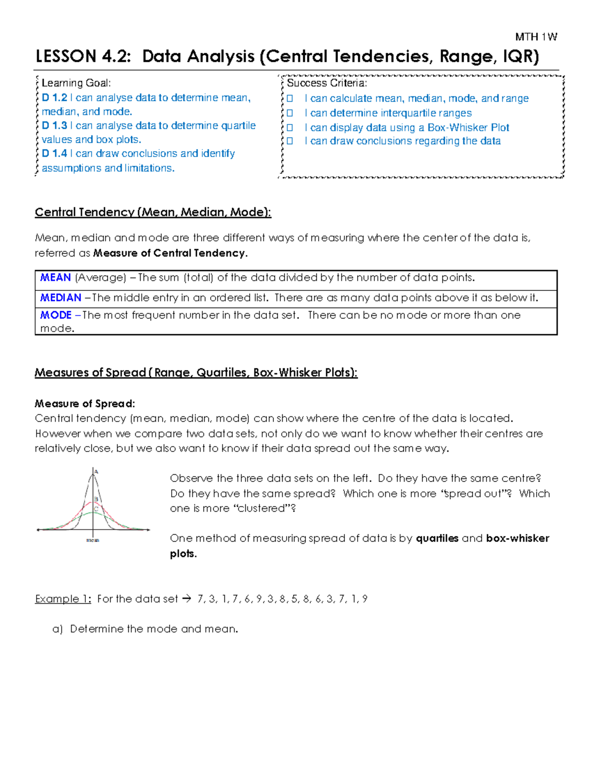 Data Analysis(Central Tendencies, Range, IQR) - MEAN (Average) – The ...