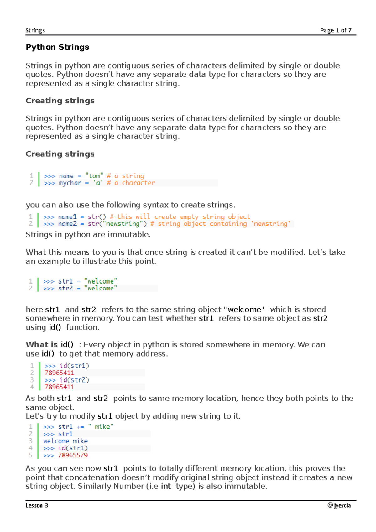 Lesson 4 - Python Strings - Computer Programming 1 - Studocu