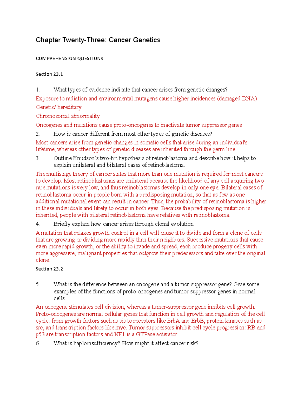 Chapter+23+Homework copy - Chapter Twenty-Three: Cancer Genetics ...