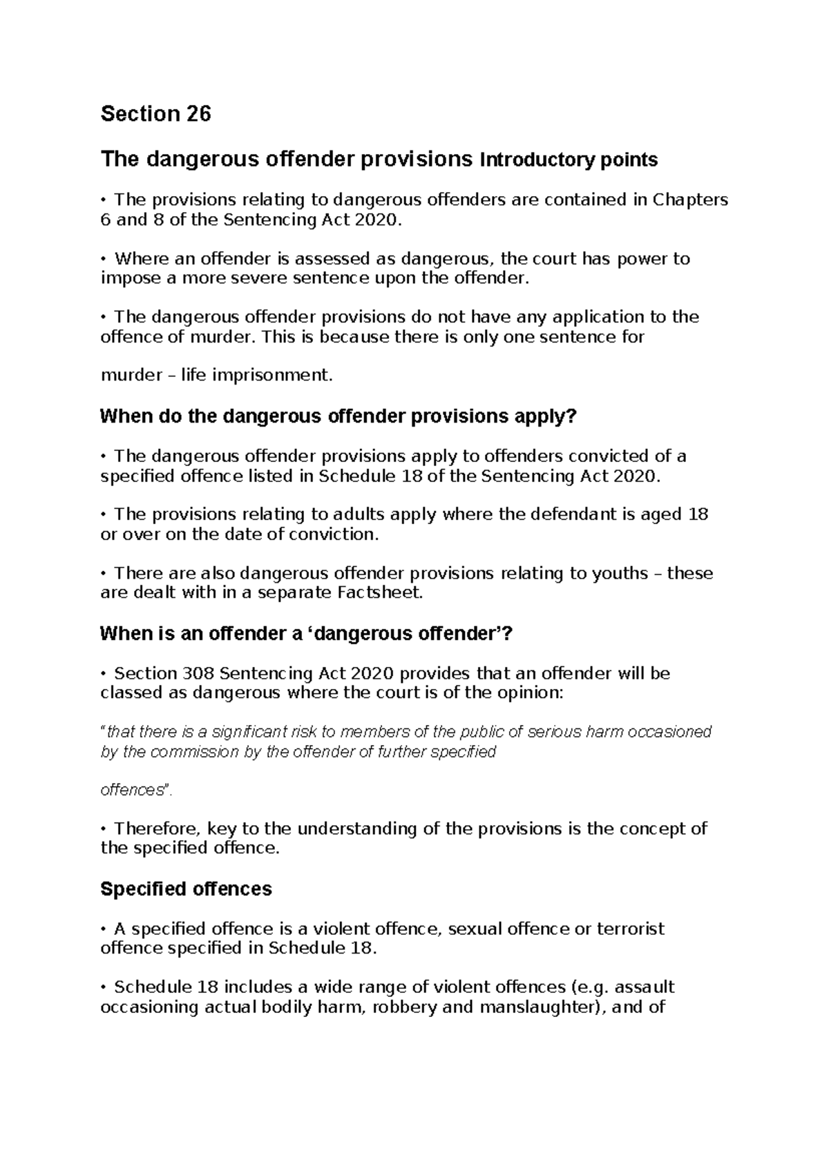 Section 26 - Information is given - Section 26 The dangerous offender ...