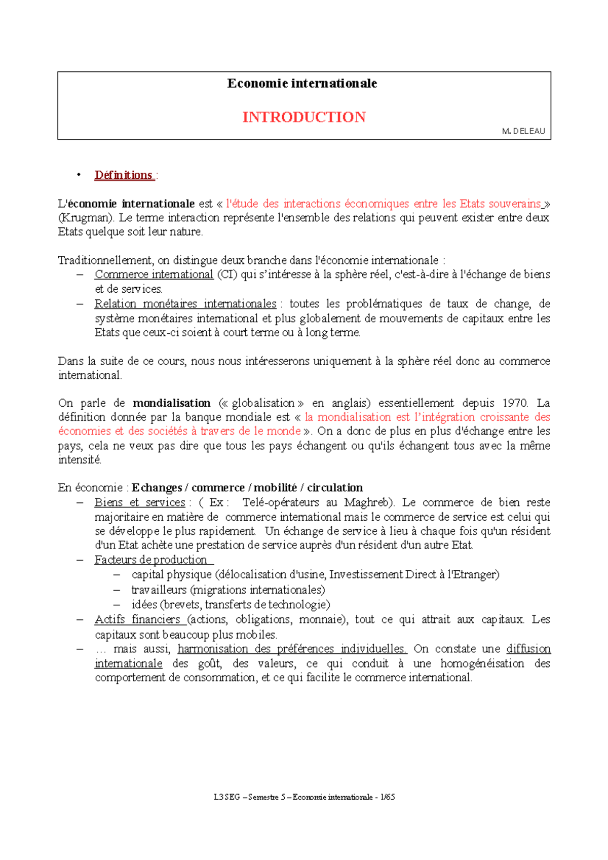 Introduction a leconomie internationale