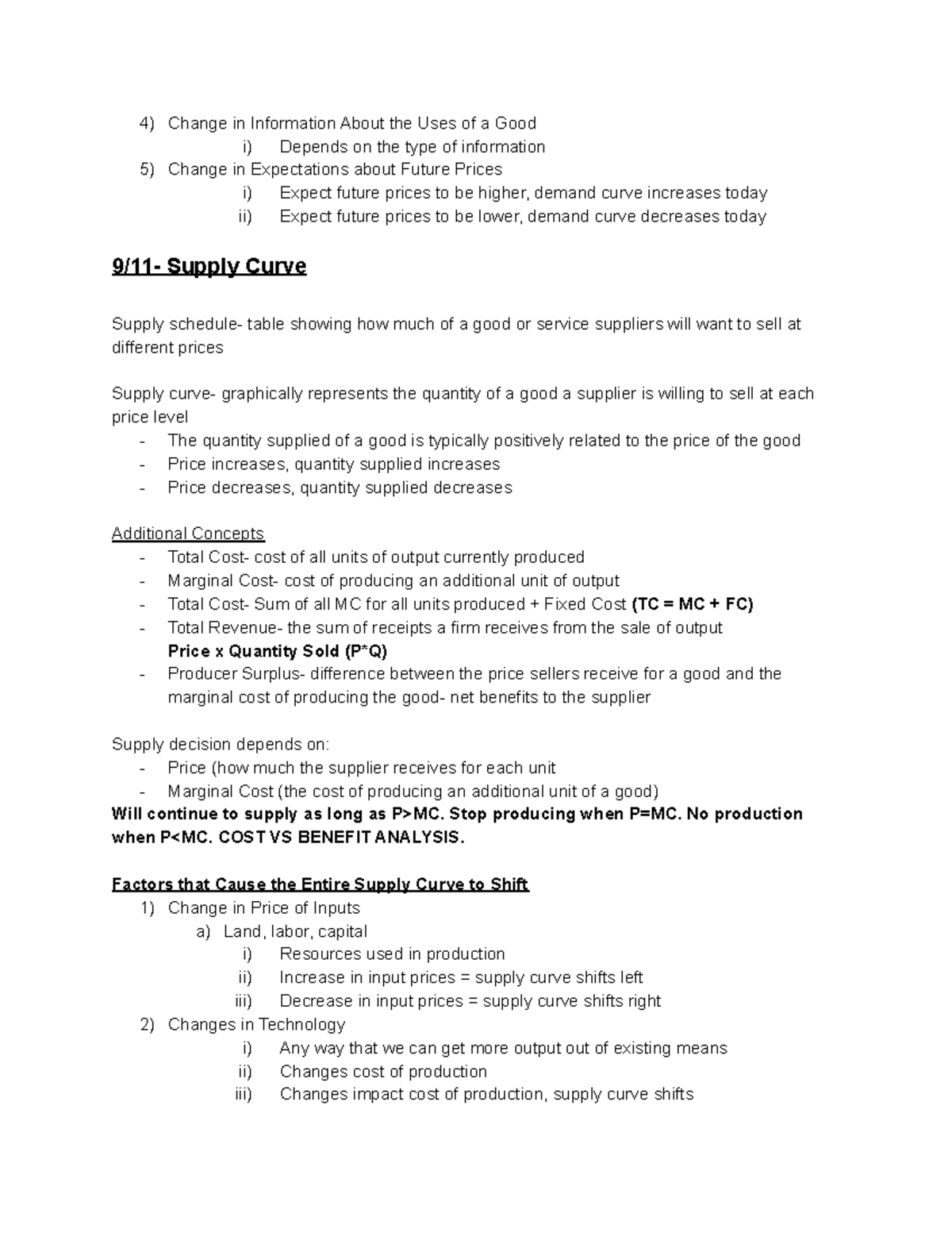 Econ 201 Notes for Midterm #1 3 - Change in Information About the Uses ...