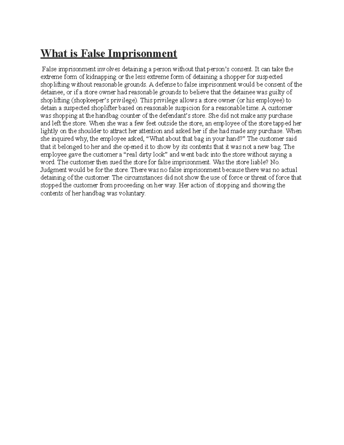 What Is False Imprisonment - What Is False Imprisonment False ...