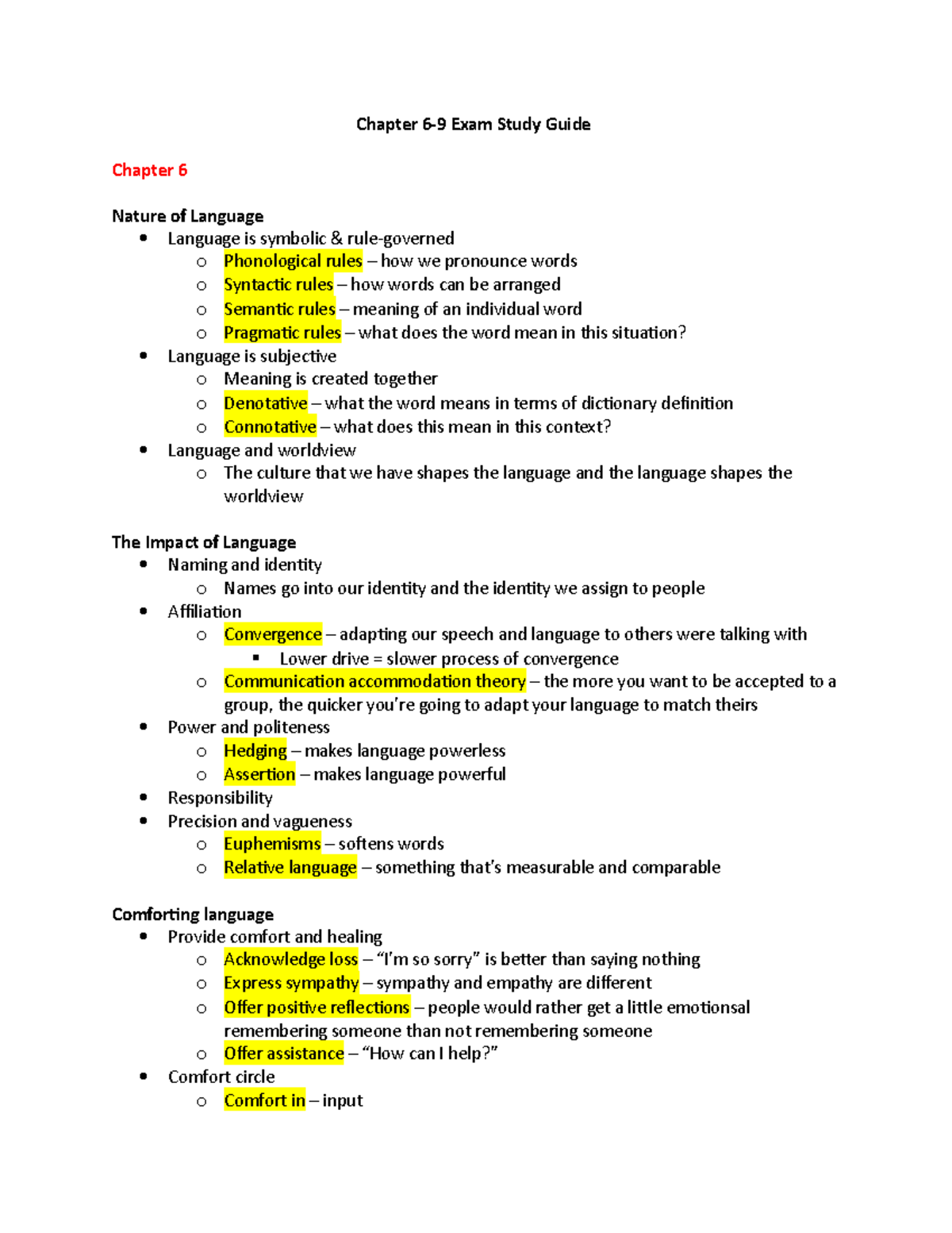 Chapter 6 Through 9 Exam Study Guide - Chapter 6-9 Exam Study Guide ...