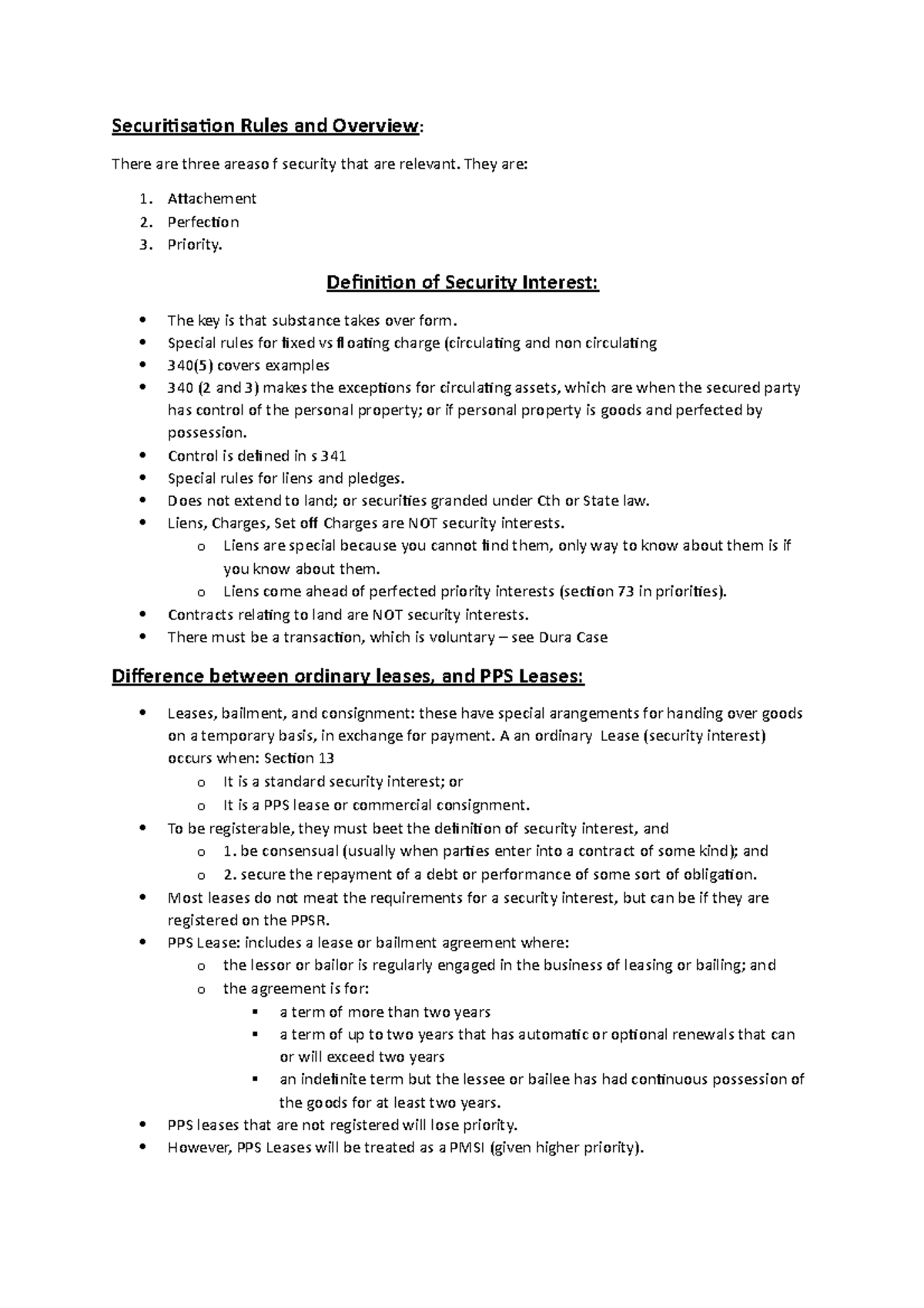 PPSA Notes - Securitisation Rules and Overview : There are three areaso ...