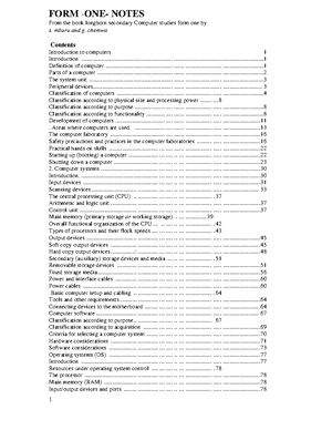 FORM 1 COMP Simplified Notes - COMPUTER STUDIES NOTES FORM 1 SIMPLIFIED ...