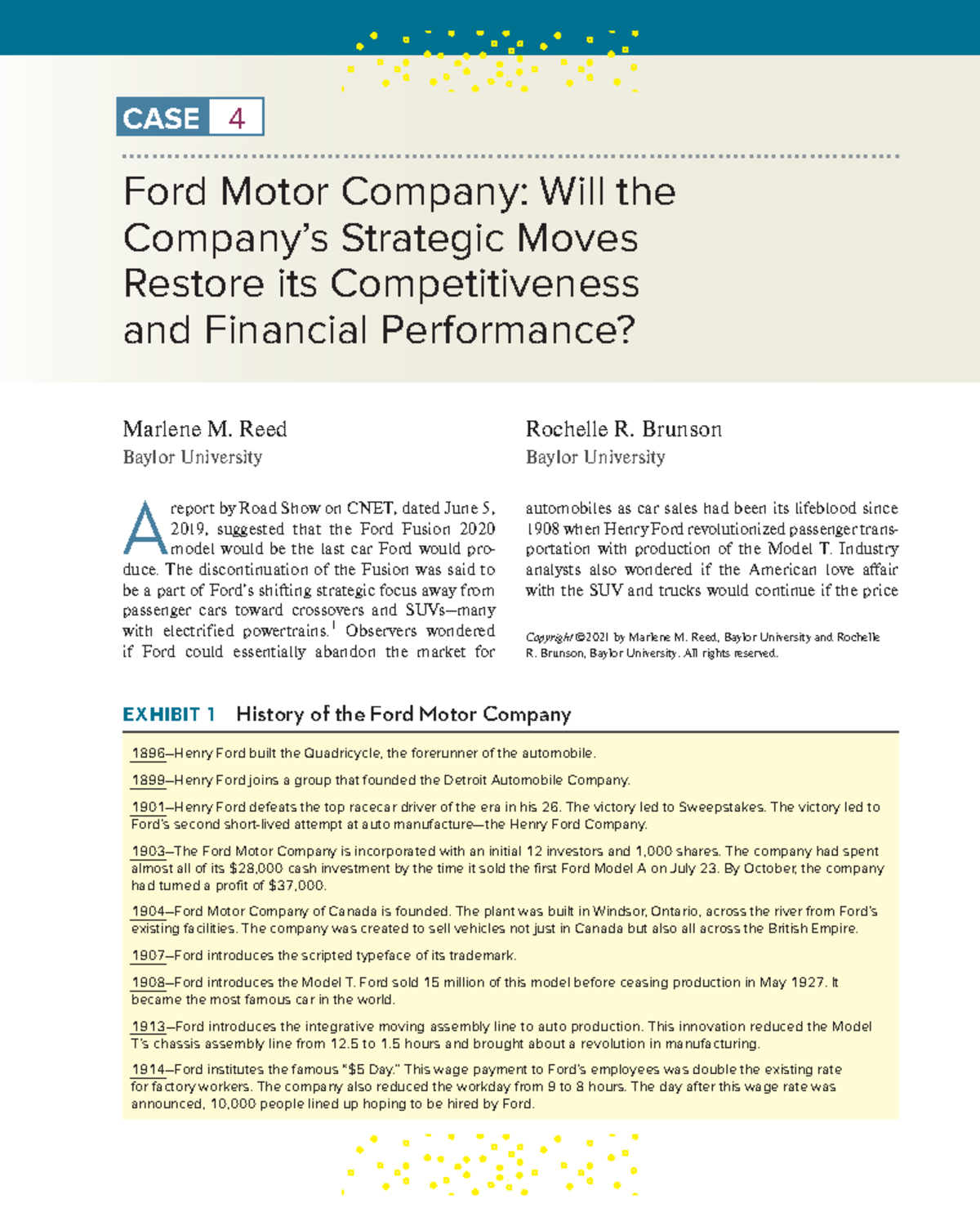 ford motor company 2015 case study strategic management