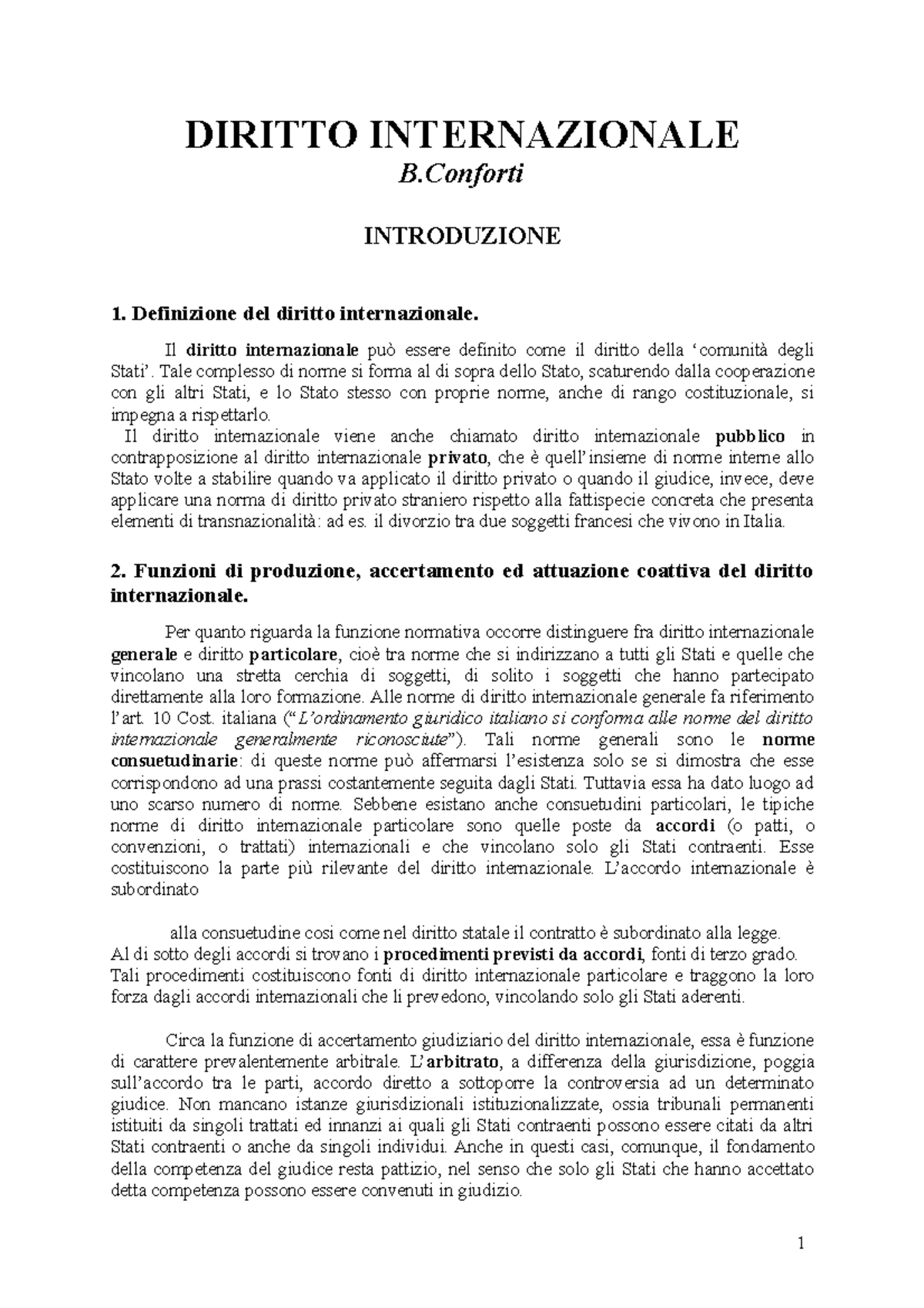 Riassunto Conforti - Diritto Internazionale - DIRITTO INTERNAZIONALE B ...