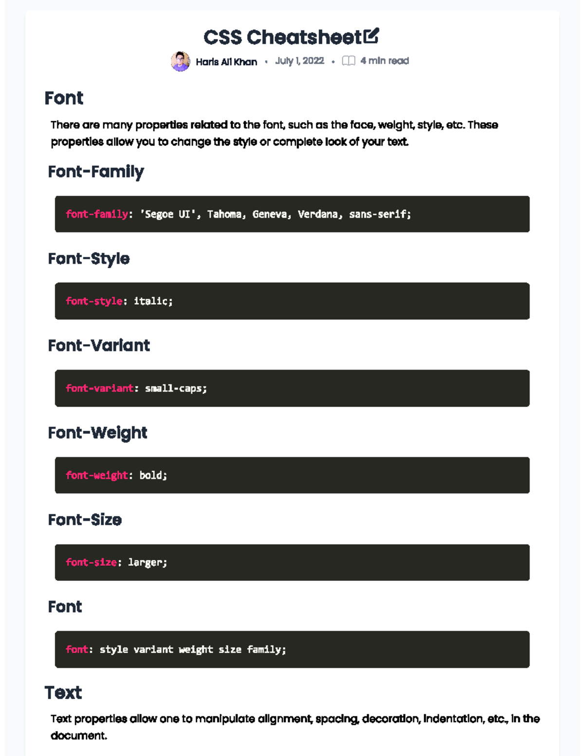 Css - this are my personal notes - CSS CheatsheetL Haris Ali Khan July ...