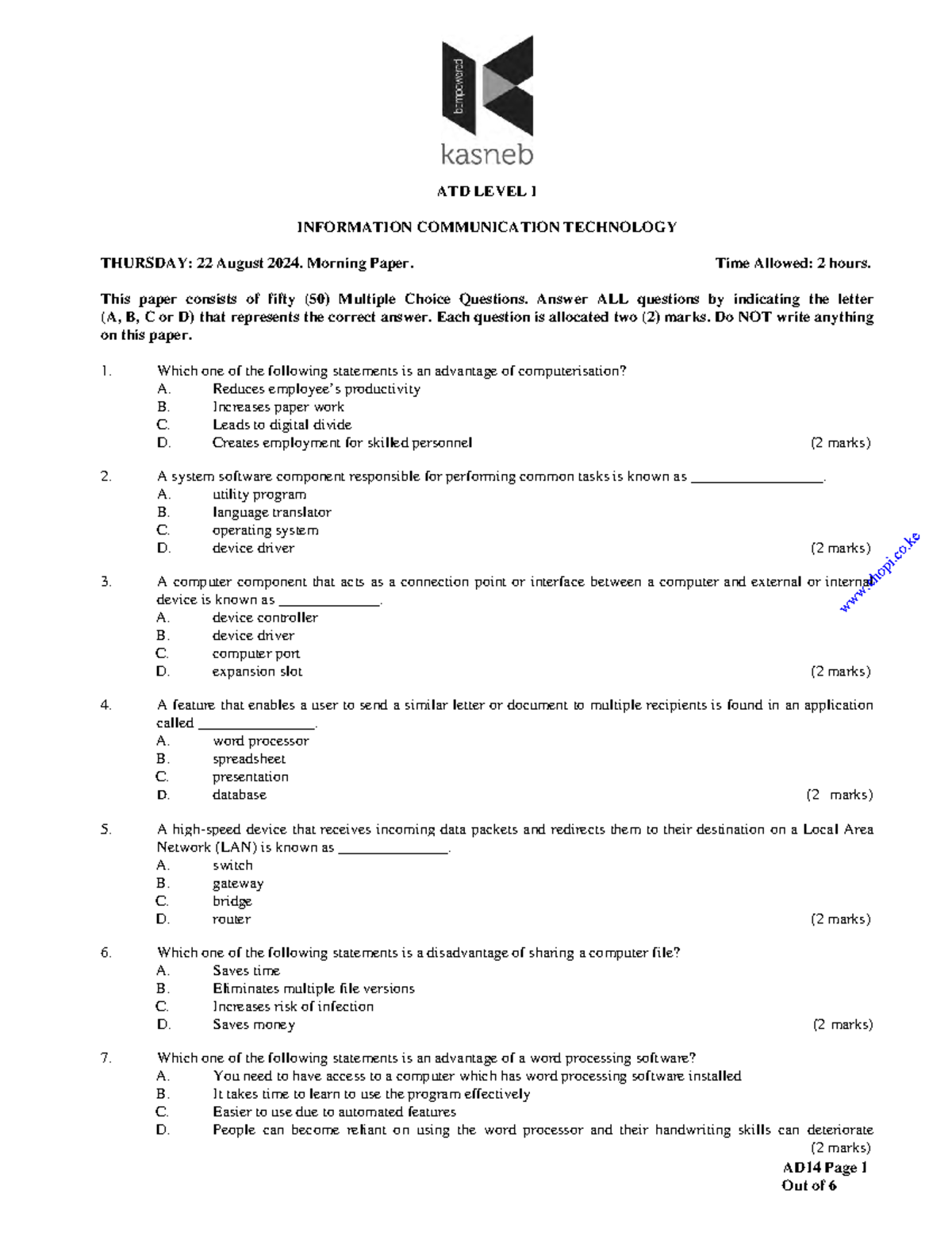 ICT PROJECT 2305 - AD14 Page 1 ATD LEVEL I INFORMATION COMMUNICATION ...