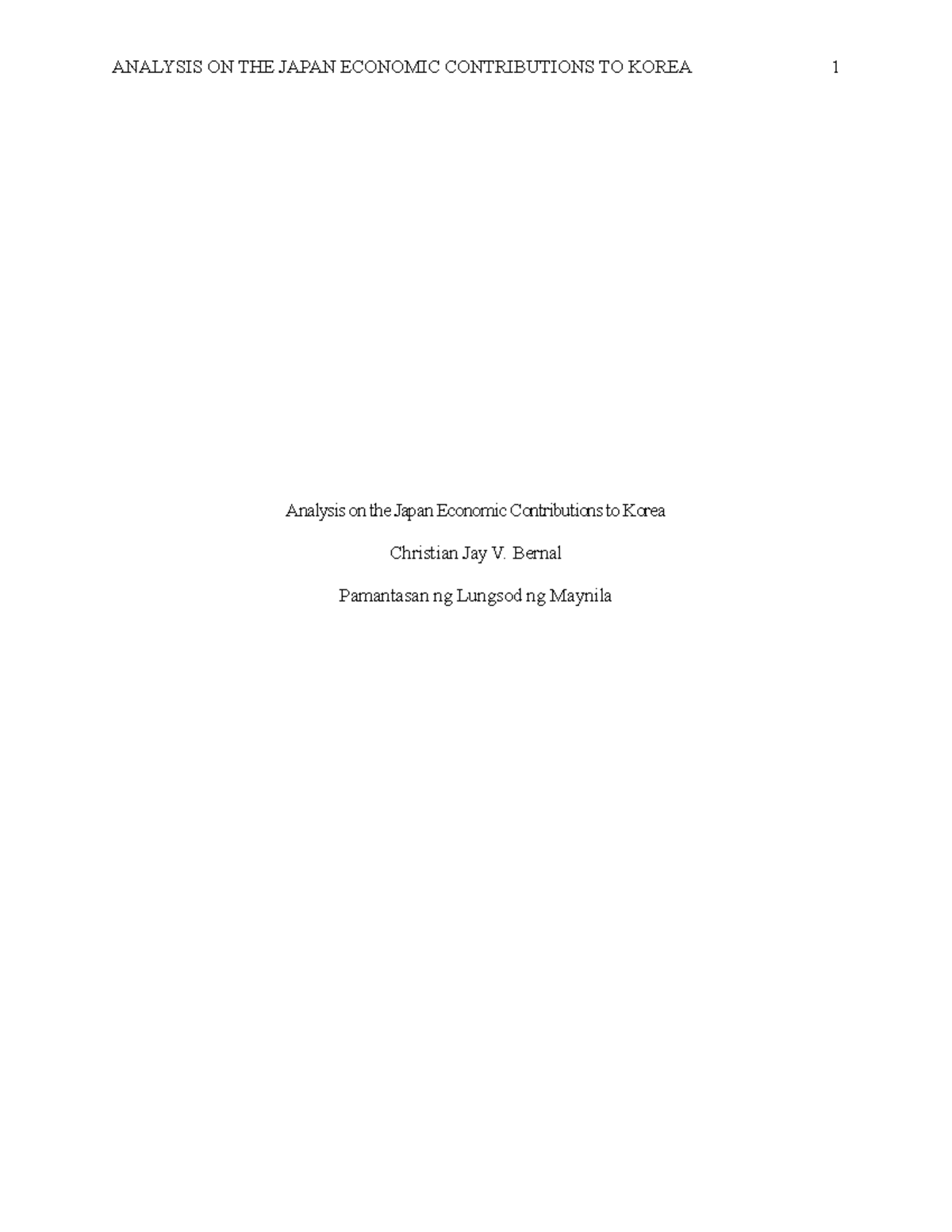 Individual Assignment 1 - Analysis on the Japan Economic Contributions ...