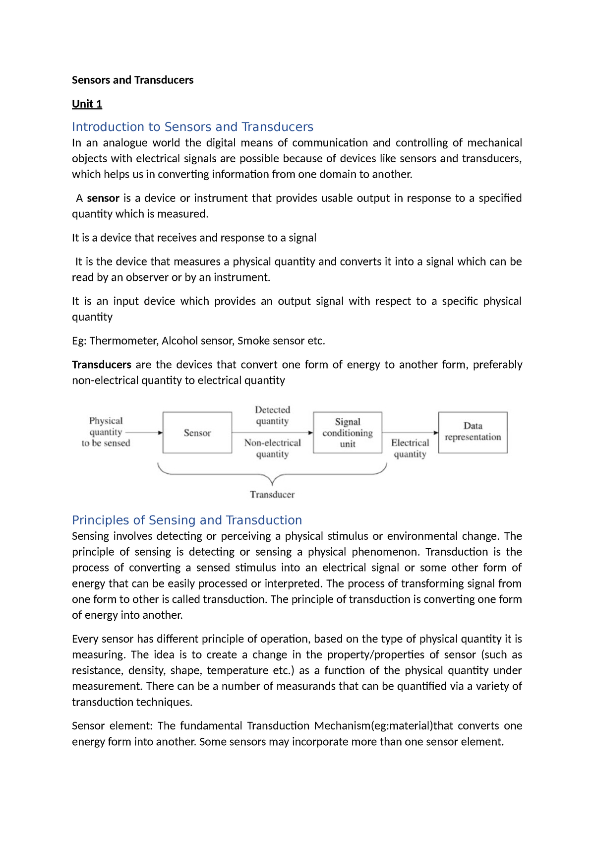 Sensor 1 - Sensors And Transducers Unit 1 Introduction To Sensors And ...