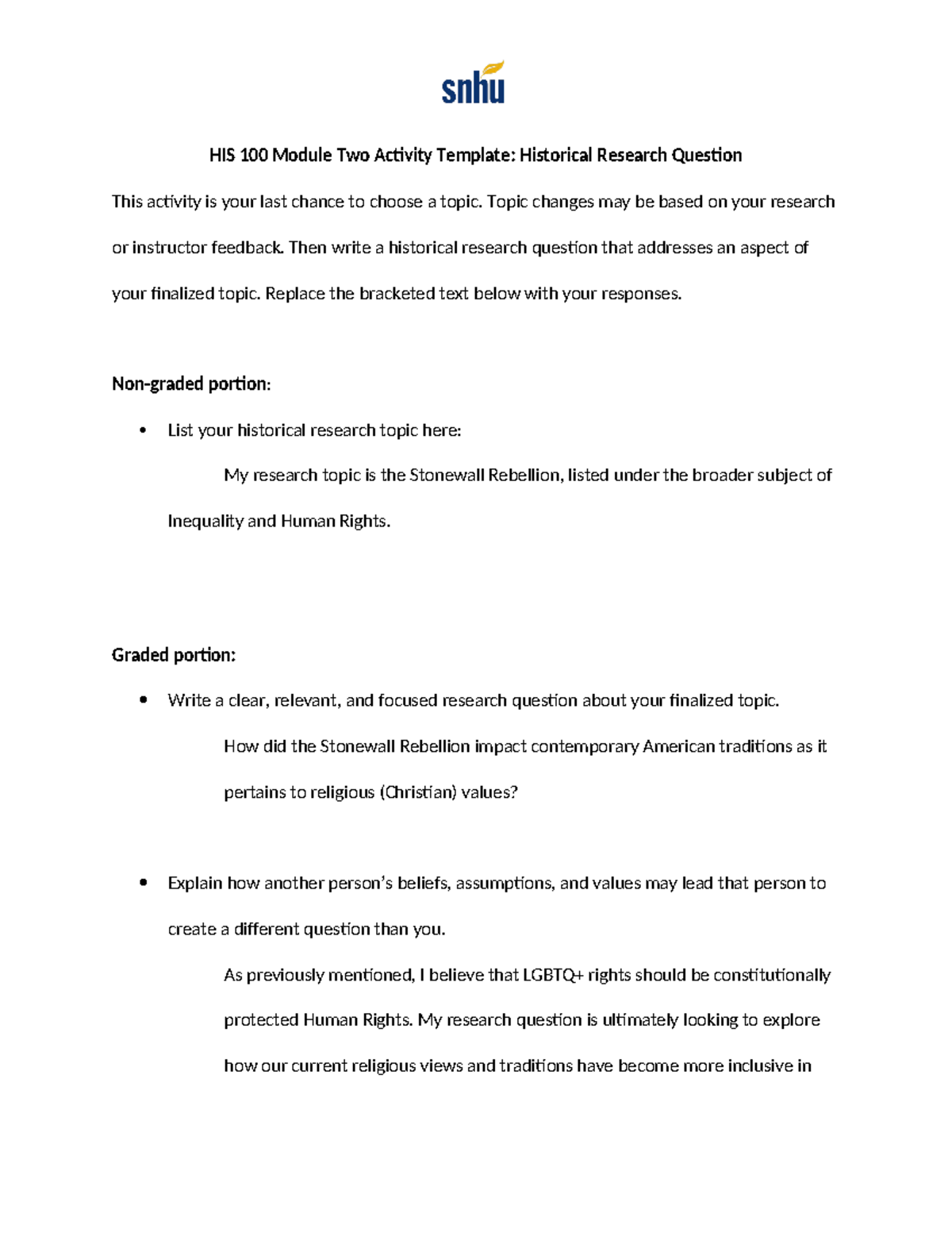 Jacqueline Donahue Module Two Activity One HIS 100 Module Two