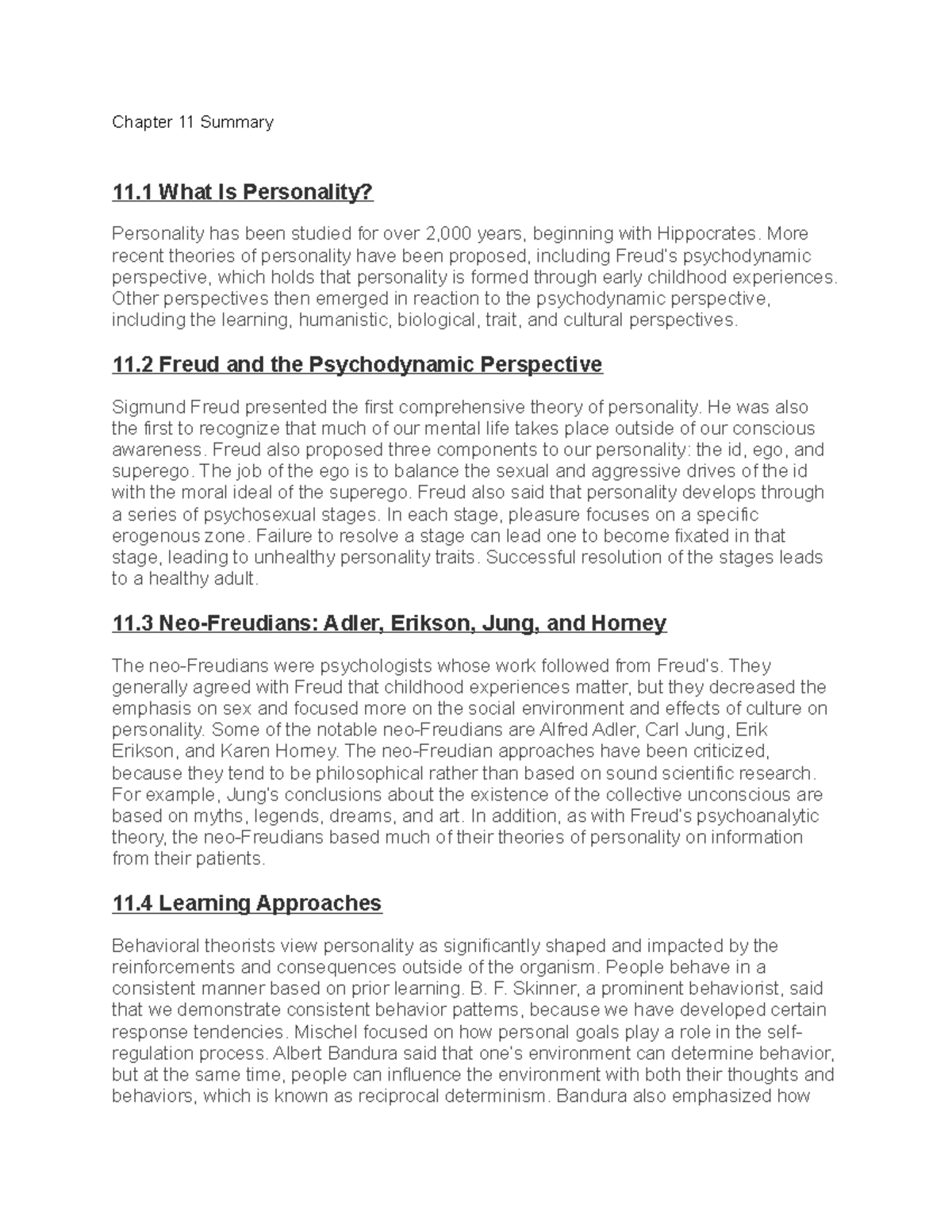 Chapter 11 Summary - Psychology - Chapter 11 Summary 11 What Is ...