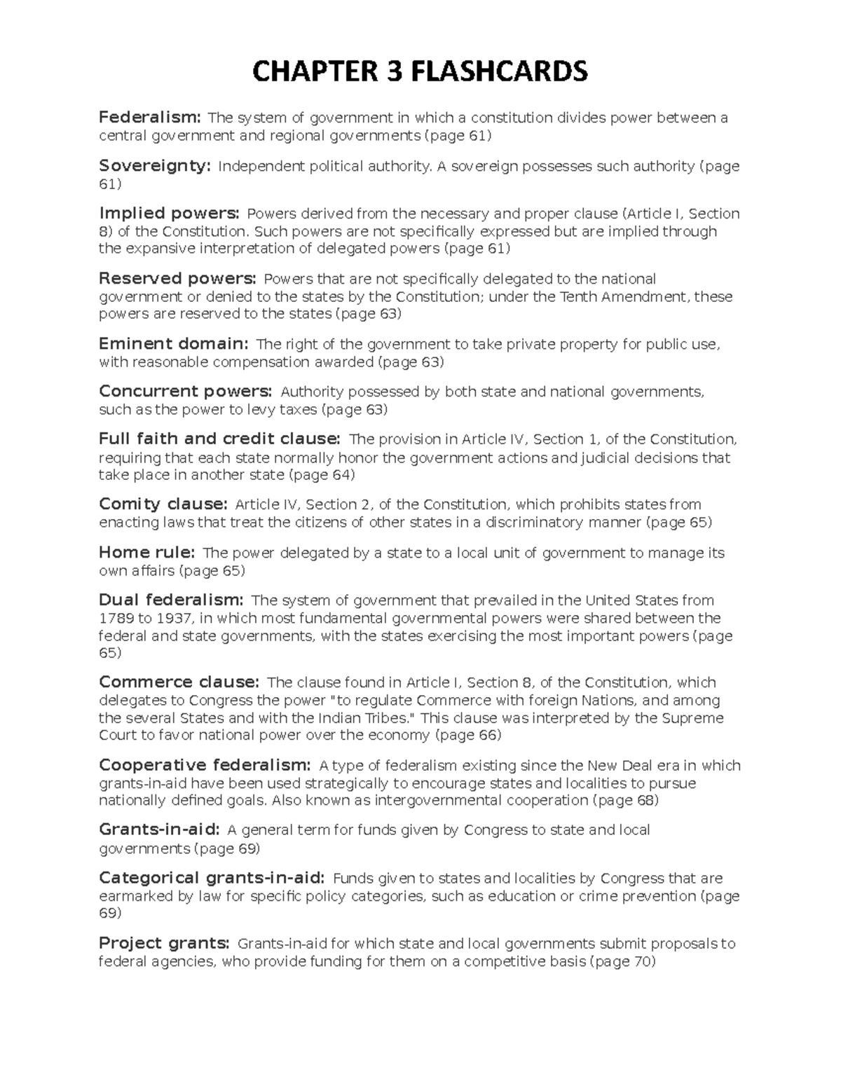 GOVT 2305 CH 3 Flashcards - CHAPTER 3 FLASHCARDS Federalism: The System ...