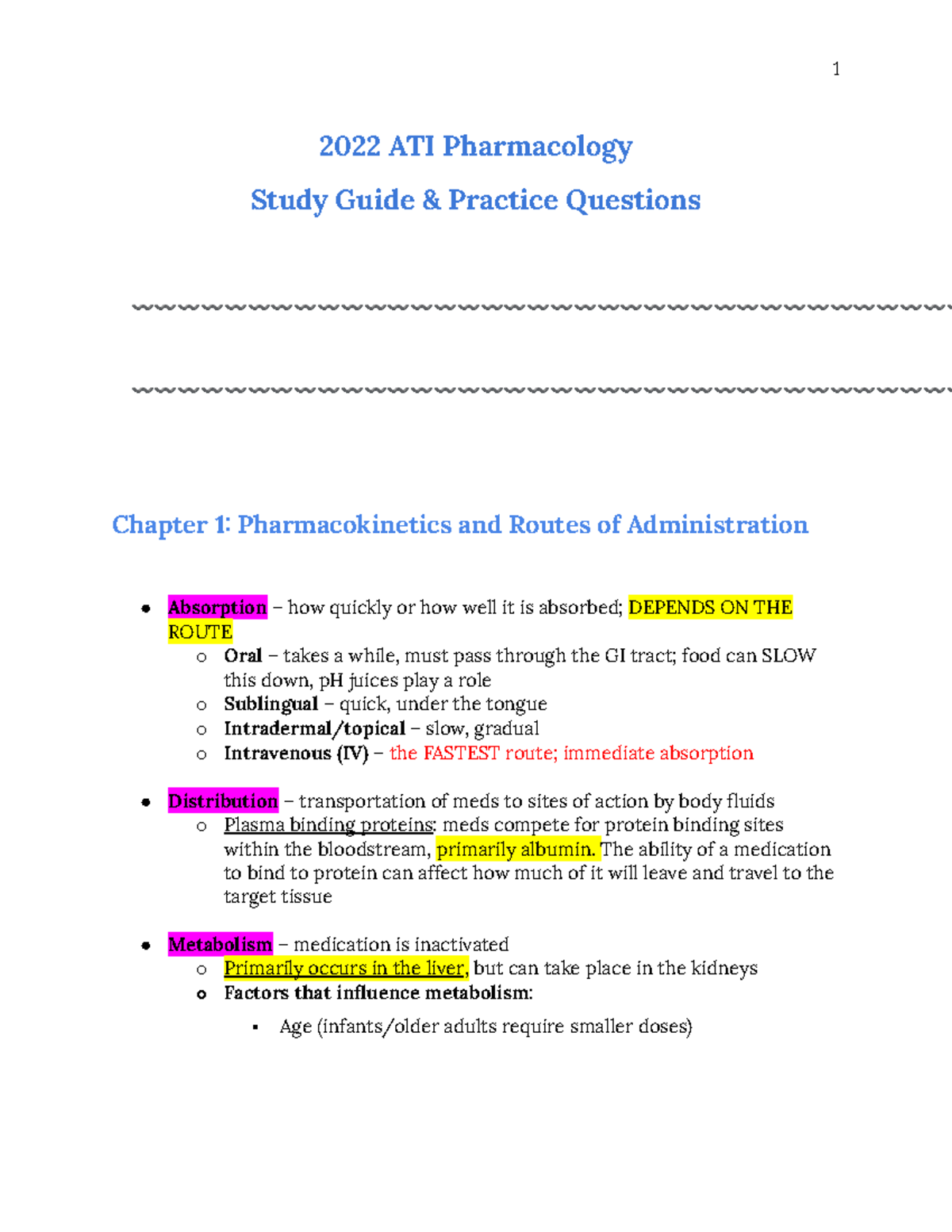 ATI Pharm SG - ATI study guide - 2022 ATI Pharmacology Study Guide ...