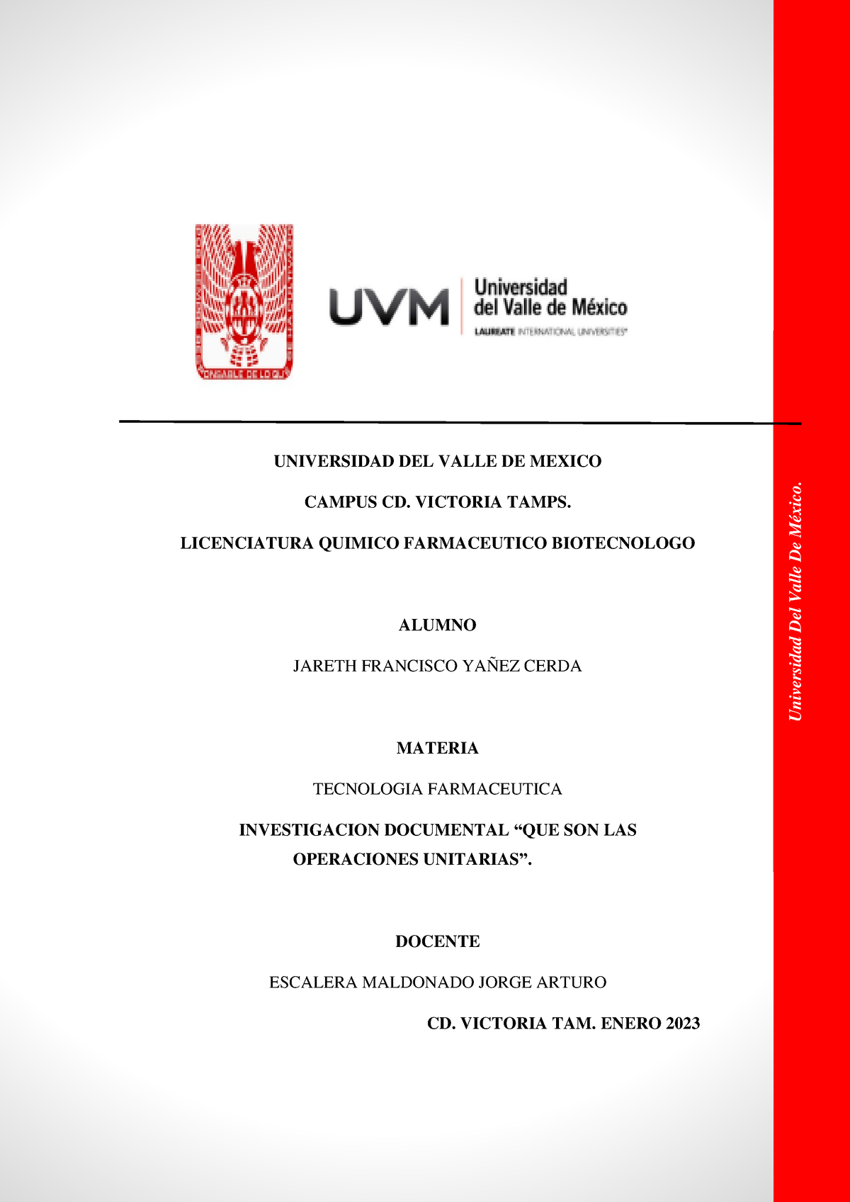 QUE SON LAS Operaciones Unitarias - Universidad Del Valle De México ...