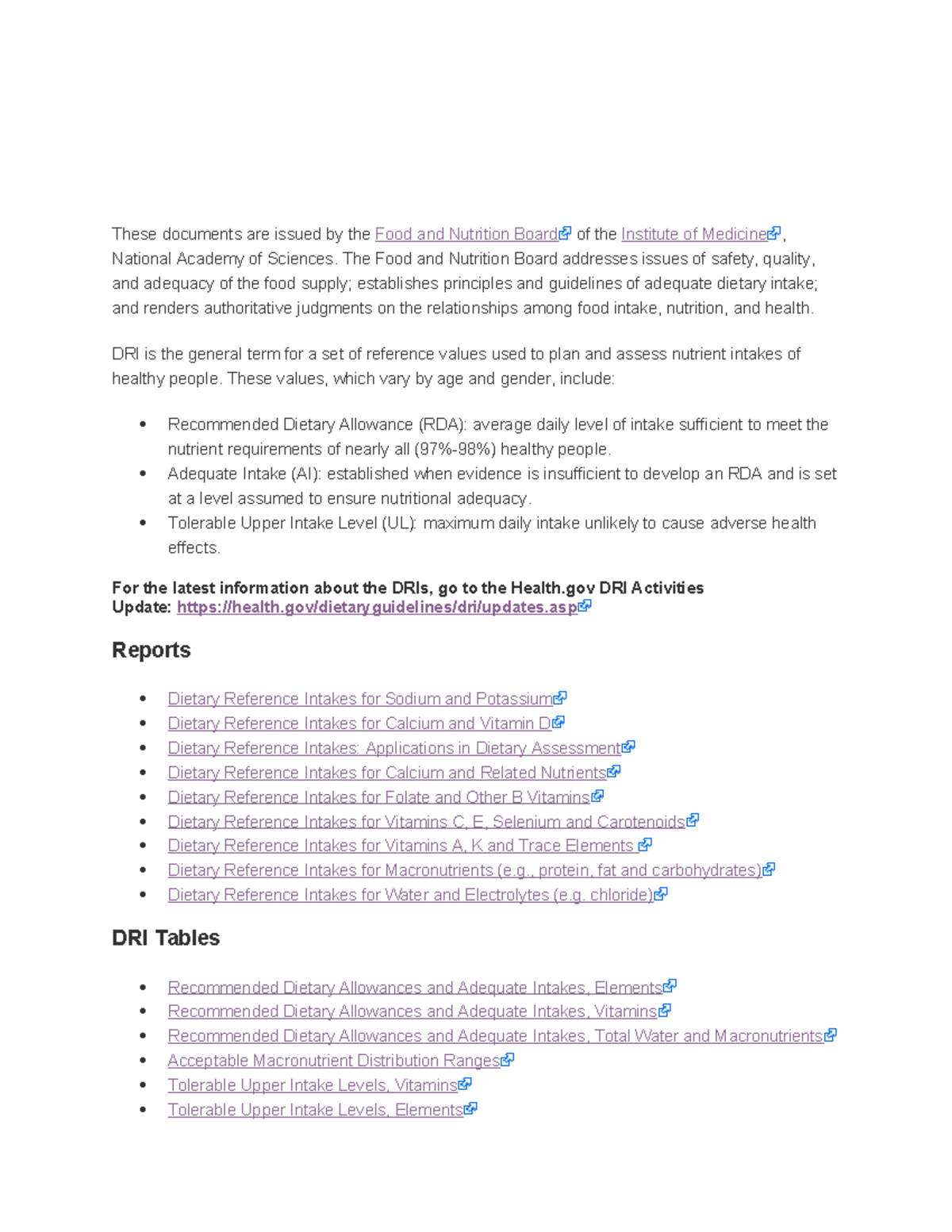 NUTRITION TOOLS STANDARDS AND GUIDELINES NUTRIENT RECOMMENDATIONS visual data 6