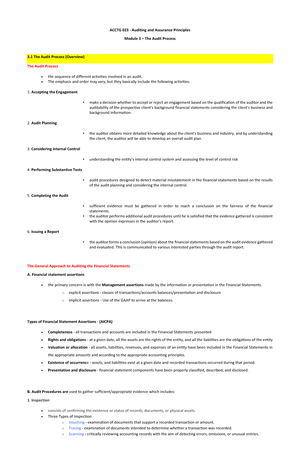 Module-5- Auditing - Module 5 Audit Sampling and Completing the Audit 5 ...