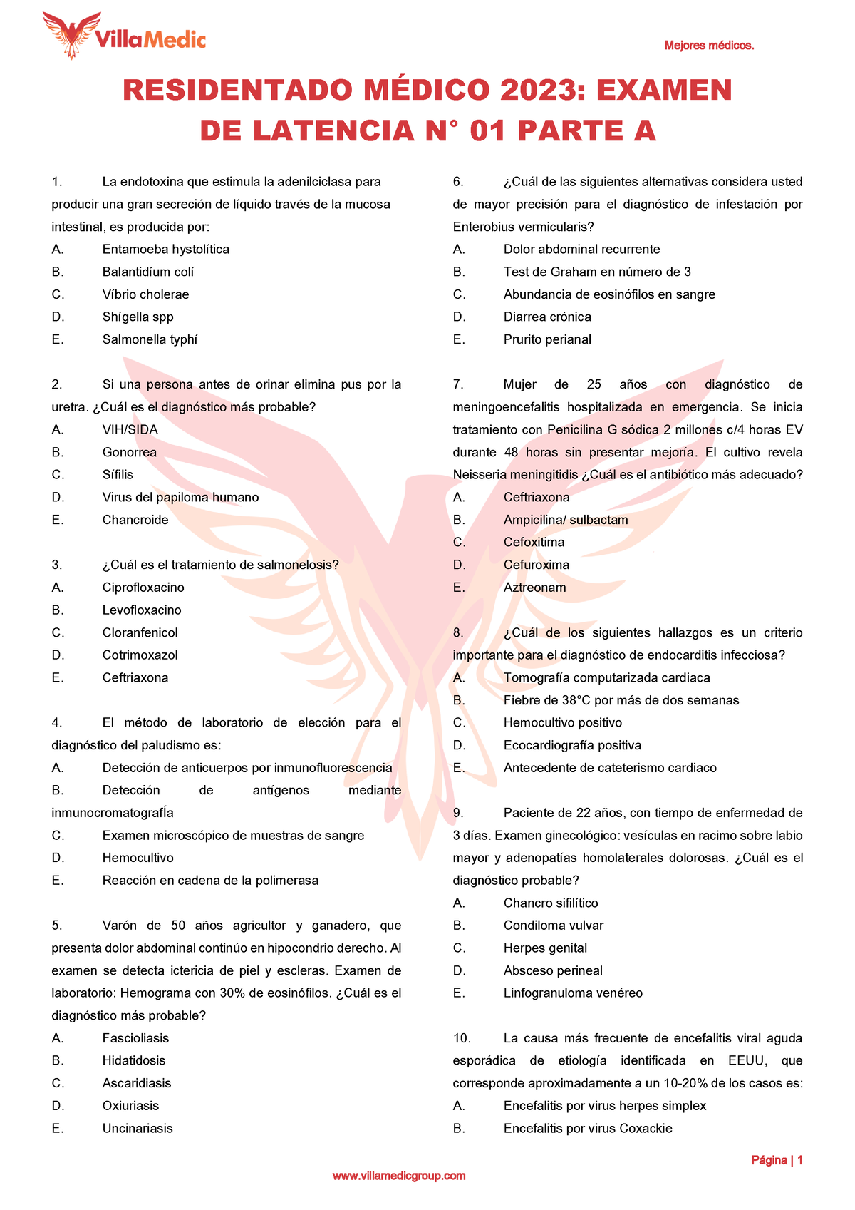 RM 2023 - Examen De Latencia 01 A - Página | 1 RESIDENTADO MÉDICO 202 3 ...