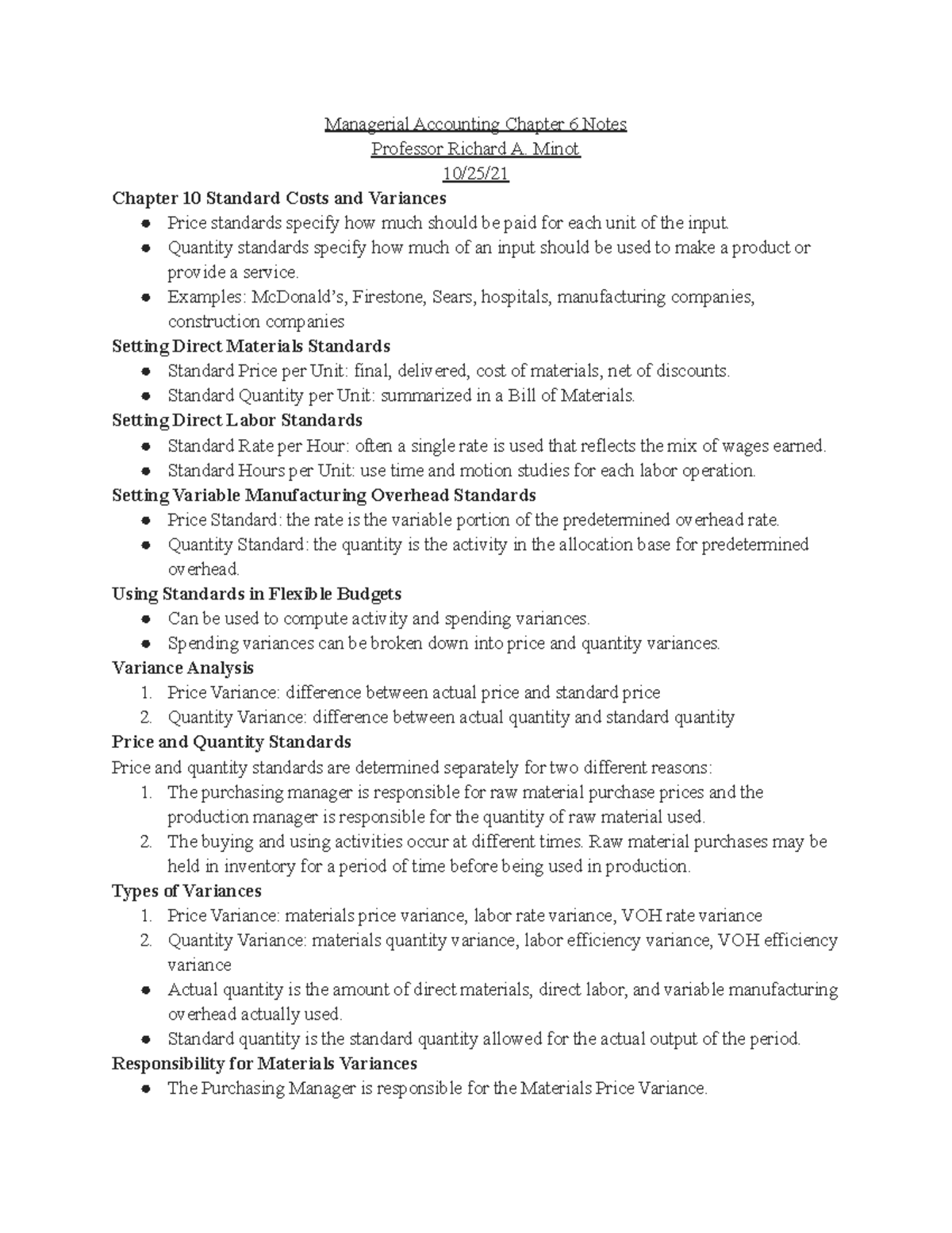 Managerial Accounting 10/25/21 - ACCT 2120 - LMU - Studocu