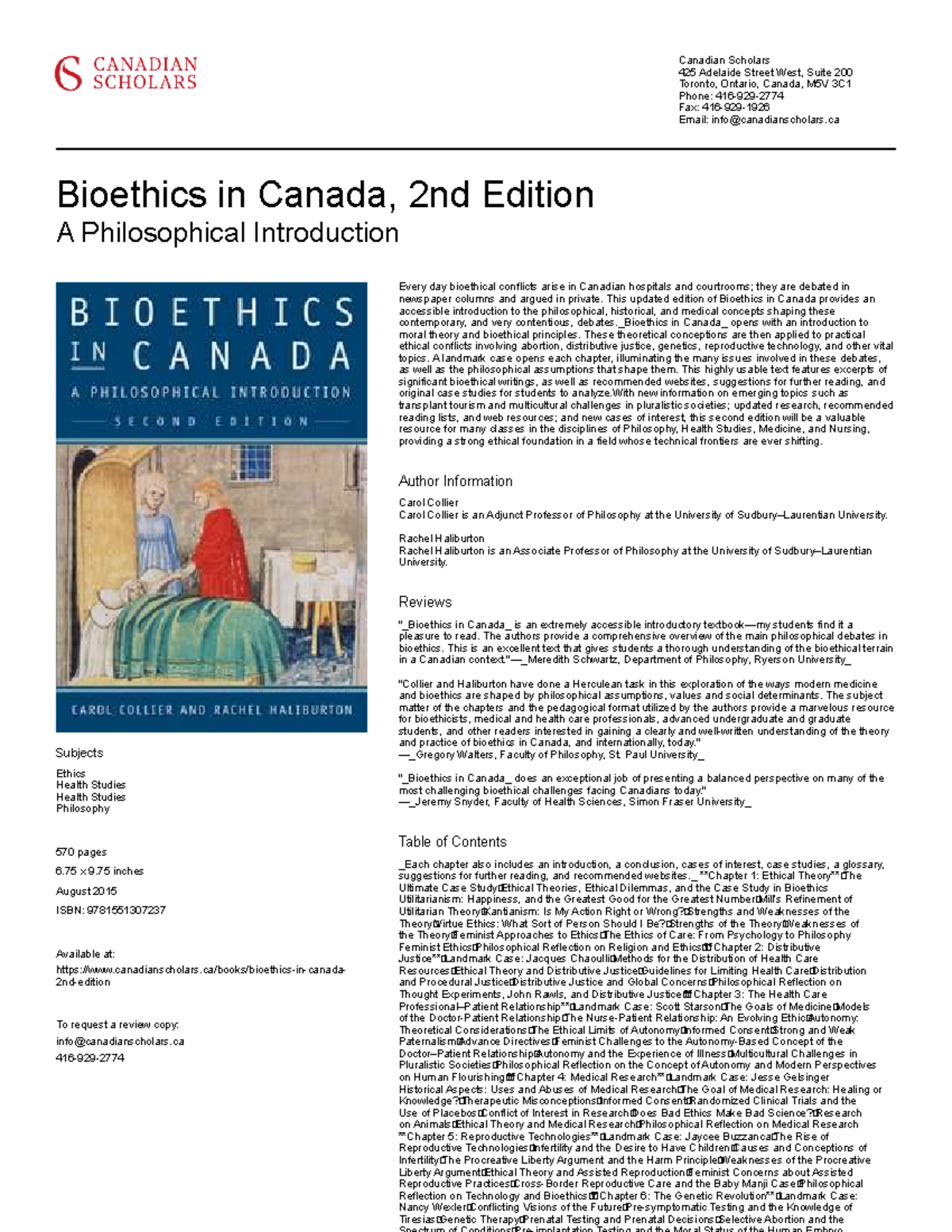 phd bioethics canada